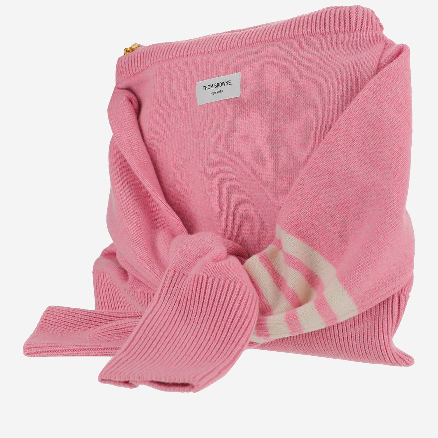 Shop Thom Browne Sweater Shoulder Bag In Pink