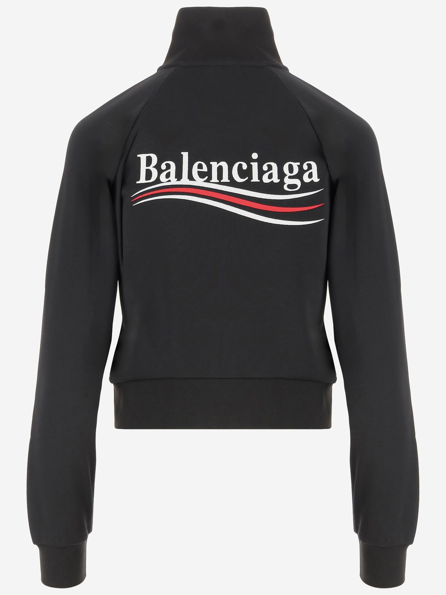Balenciaga Black Cotton Blend Sweatshirt With Logo In Black