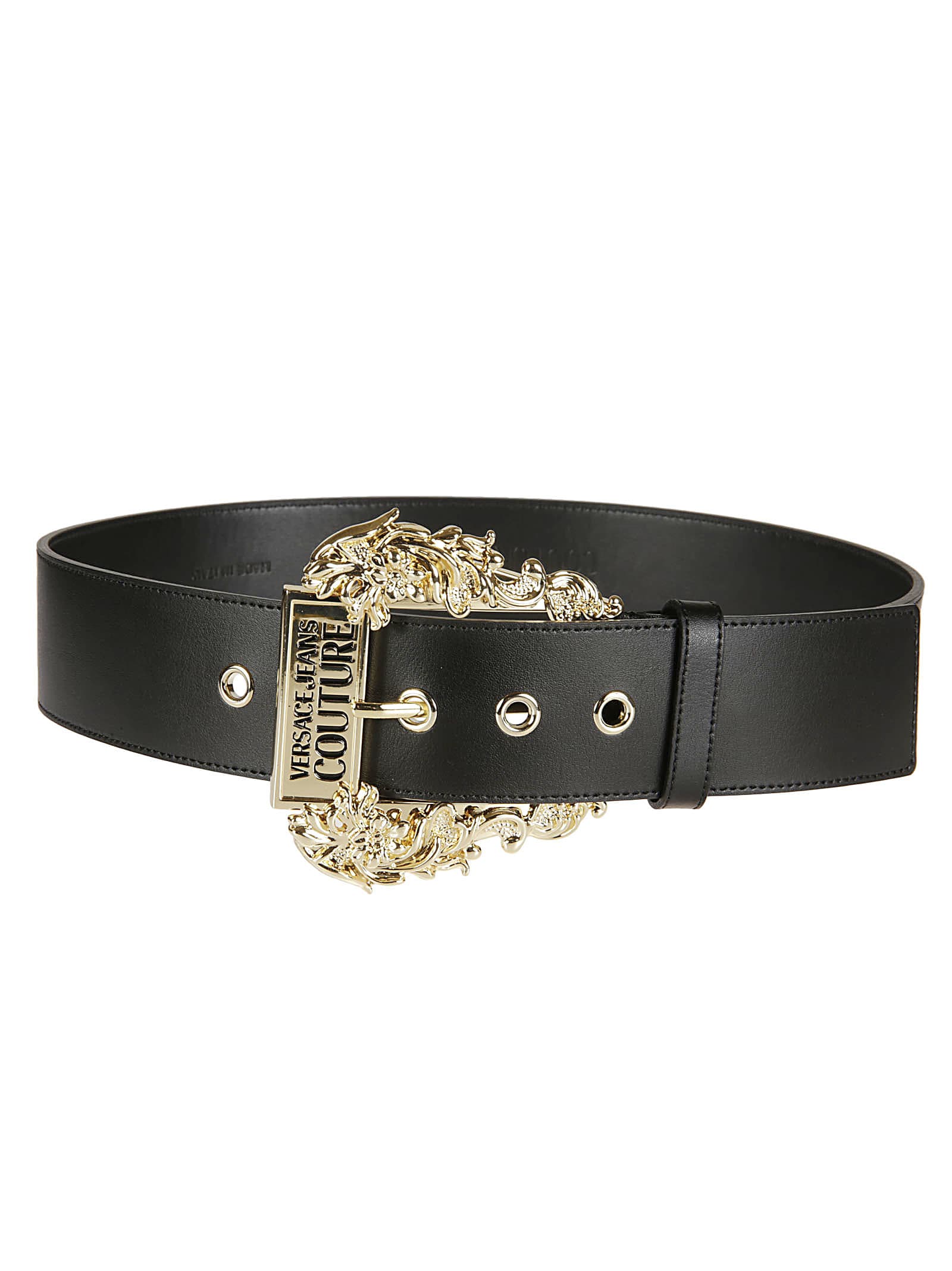 Versace Jeans Couture Engraved Logo Buckle Belt