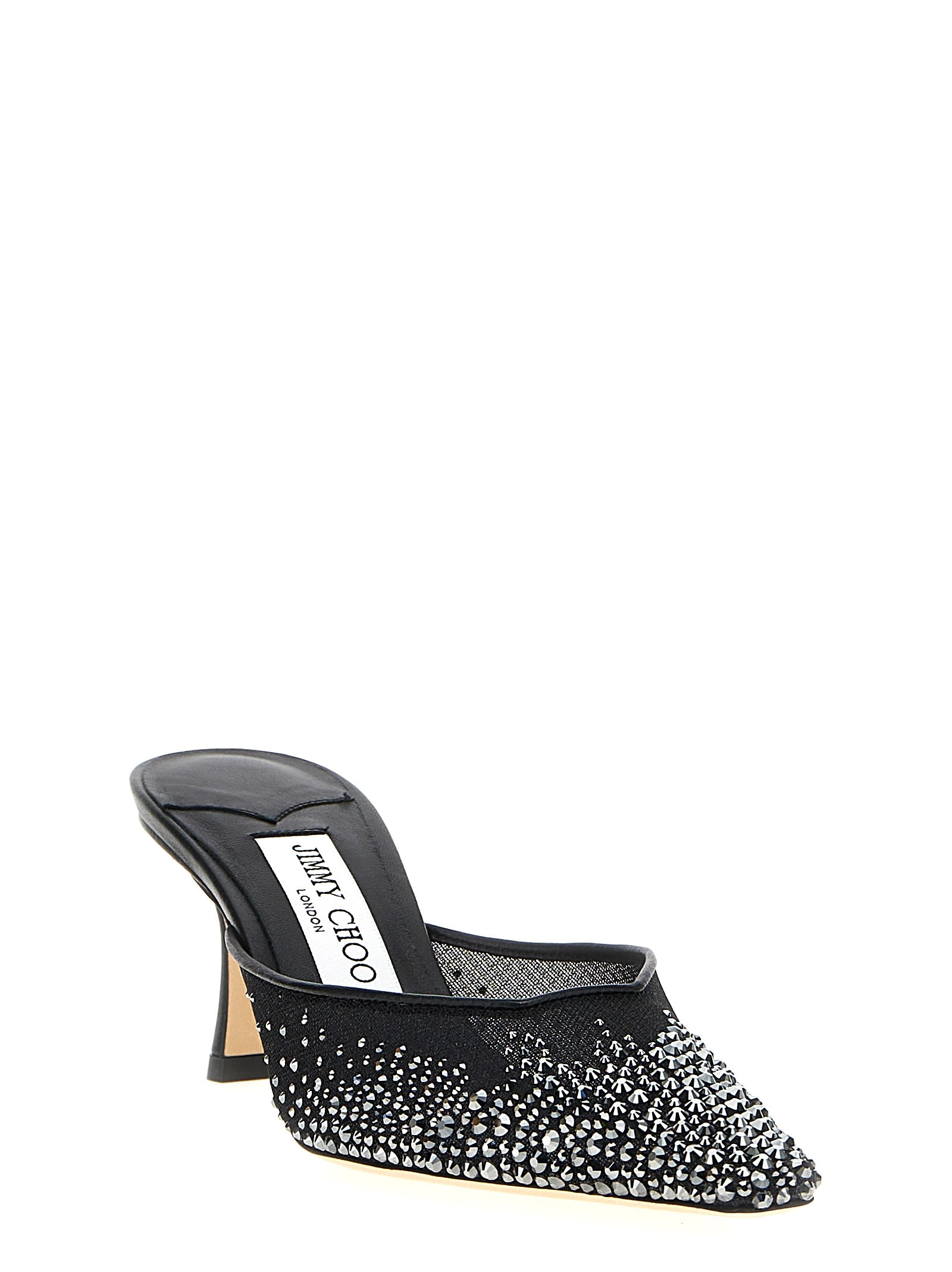 Jimmy Choo Vivi 65 Mesh Embellished Mules In Black