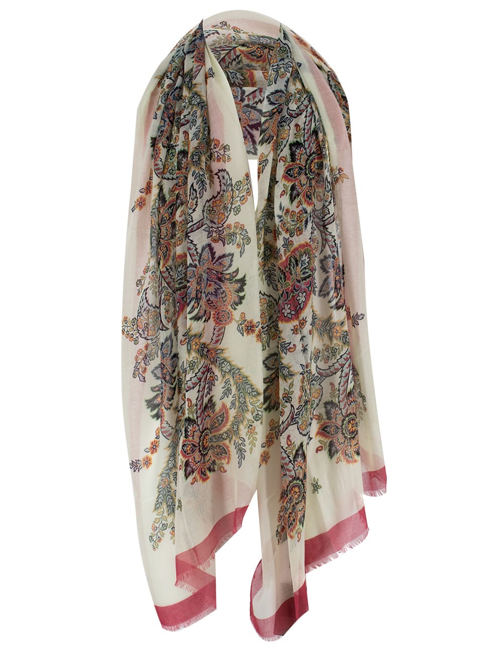 Shop Etro Scarf In Print On Beige Base