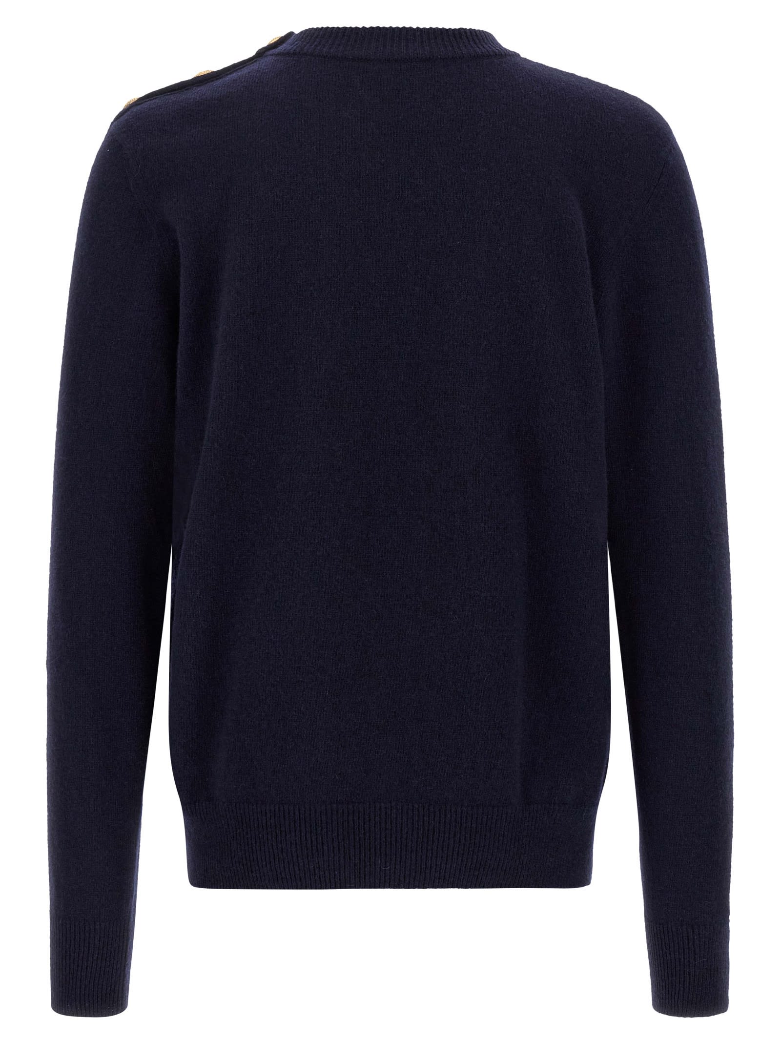 Balmain Leone Catena Button Sweater In Blue