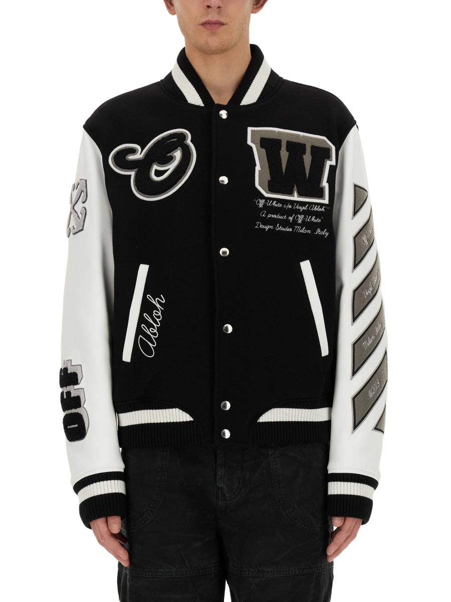 Shop Off-white Varsity Jacket In Black