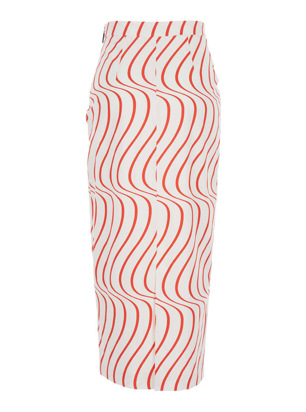 Shop Msgm Red Skirt With Pencil Design And All-over Printed Motif In Fabric Woman