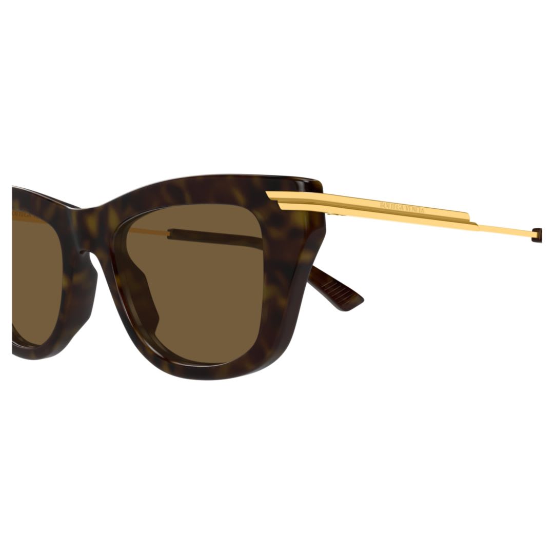 Bottega Veneta Havana-gold-brown Acetate Sunglasses In Brown