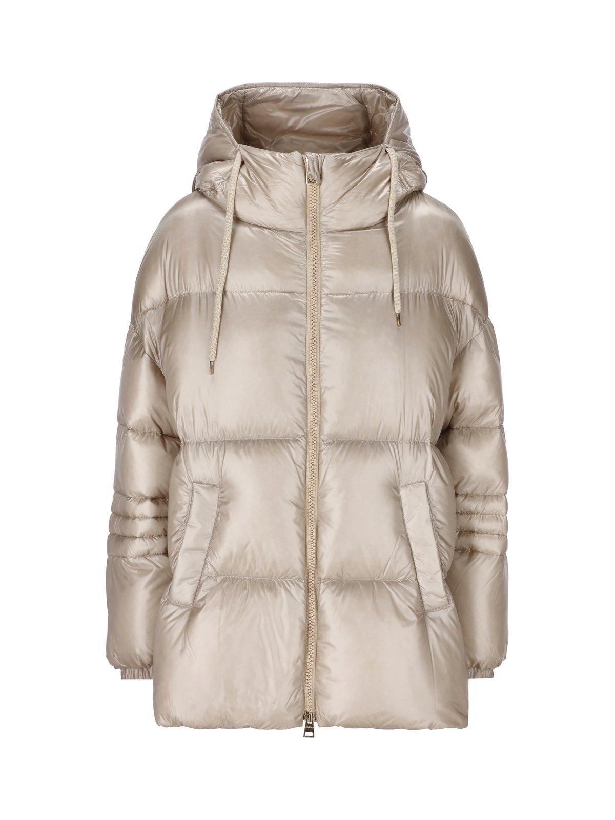 Quilted Hooded Drawstring Down Jacket Herno