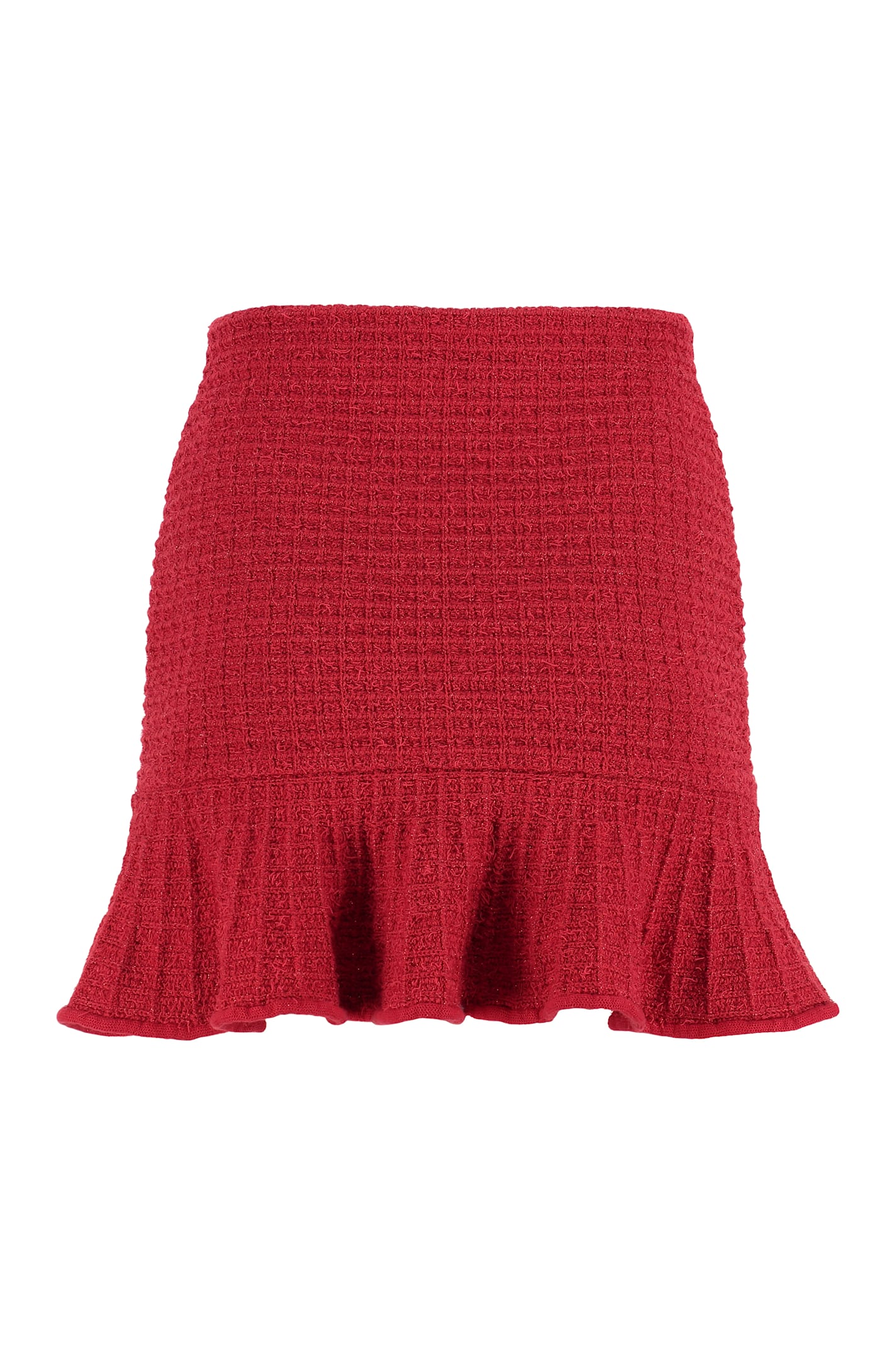 Self-portrait Textured Knit Mini Skirt In Red