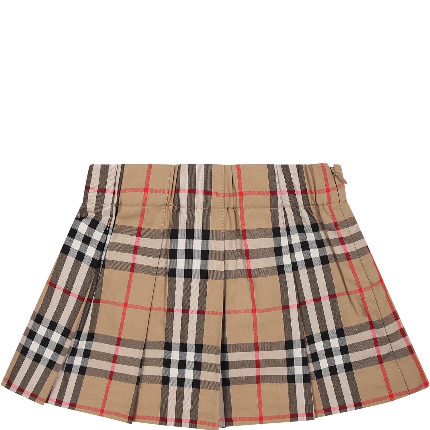 Burberry Beige Skirt For Baby Girl With Iconic All-over Vintage Check