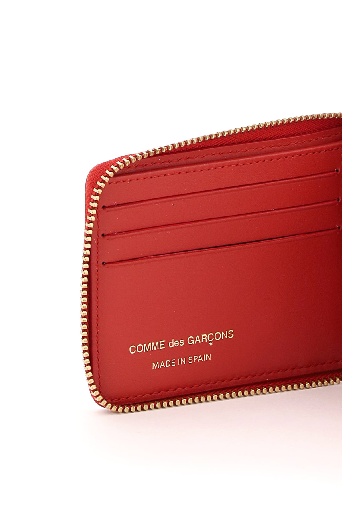 Comme Des Garçons Leather Polkadot Wallet With Zipper In Red Red