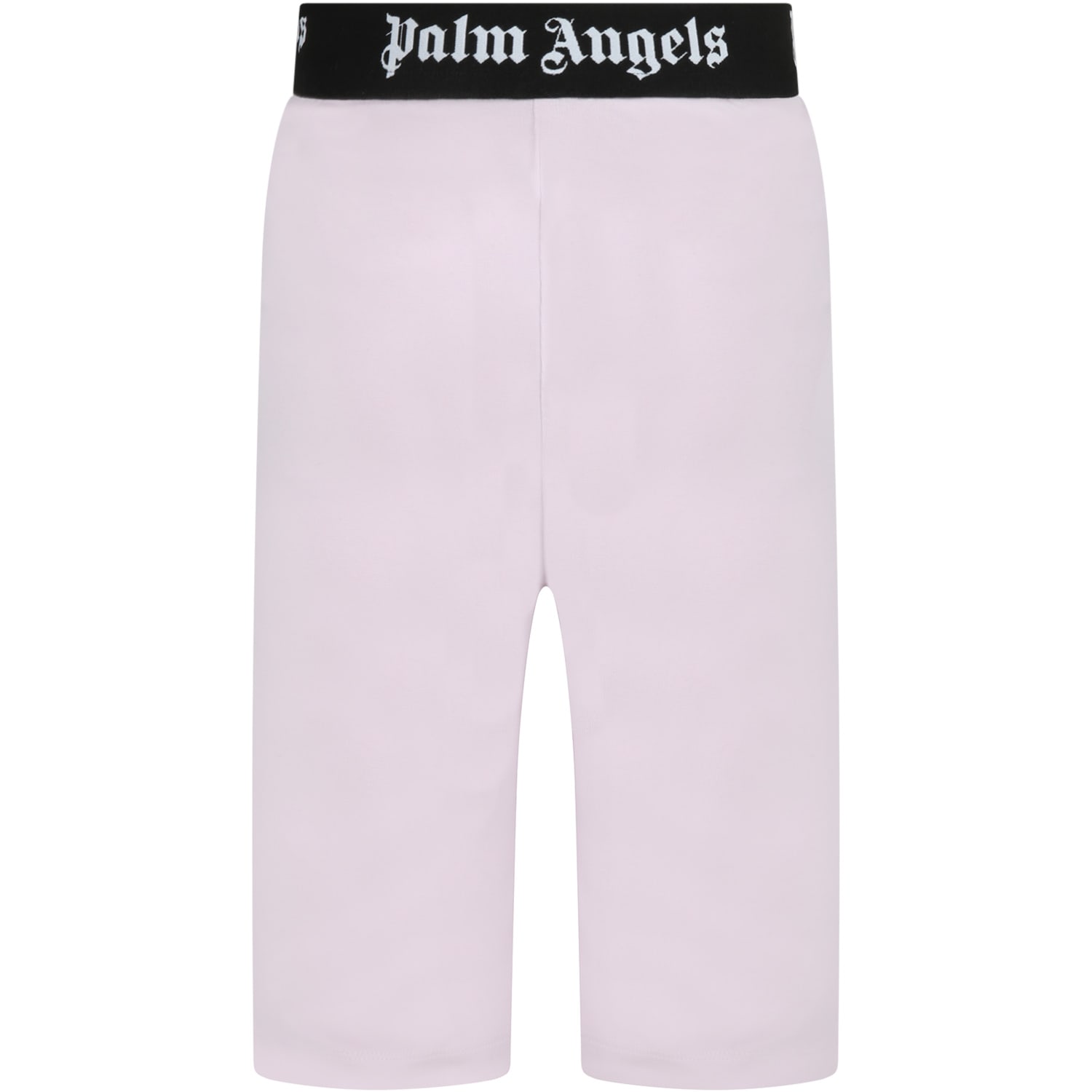 Palm Angels Lilac Biker-shorts For Girl With Logos