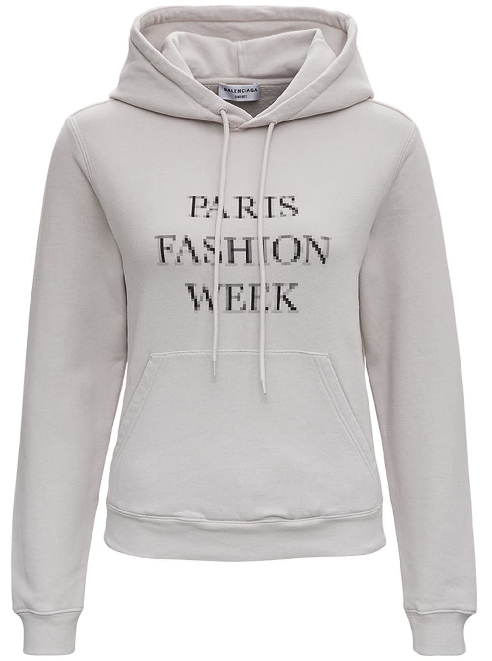 Balenciaga Grey Cotton Hoodie With Paris Fashion Week Print