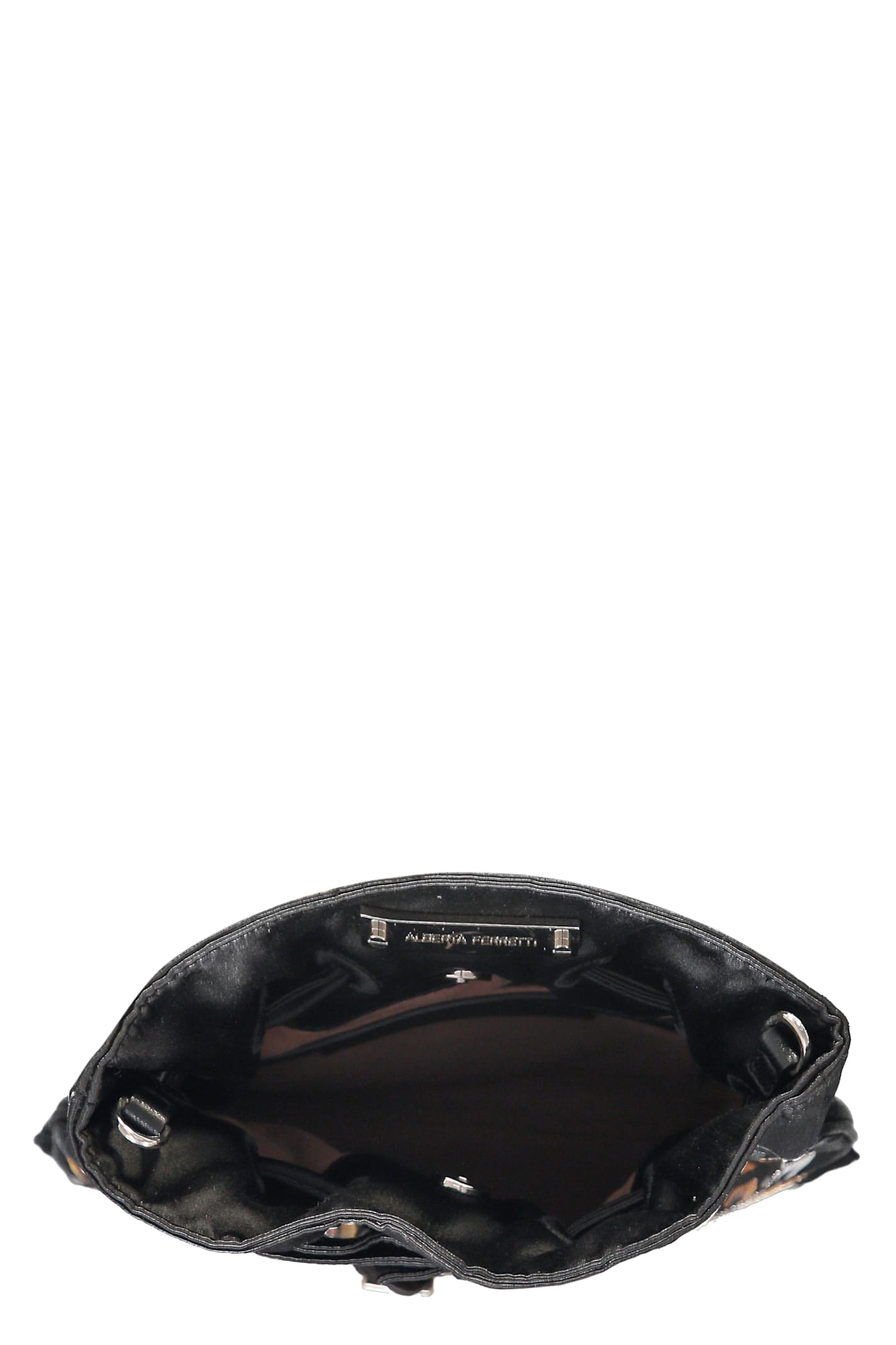 Alberta Ferretti Embroidered Drawstring Cross Body Bag In Black