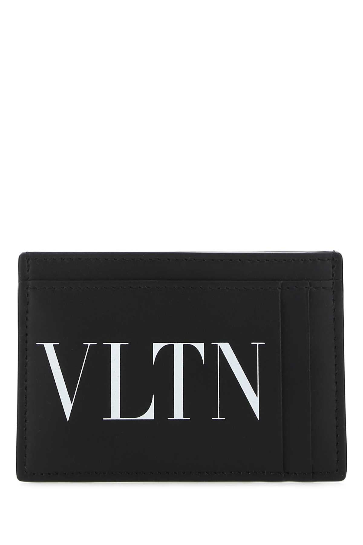 Shop Valentino Black Leather Card Holder In 0ni