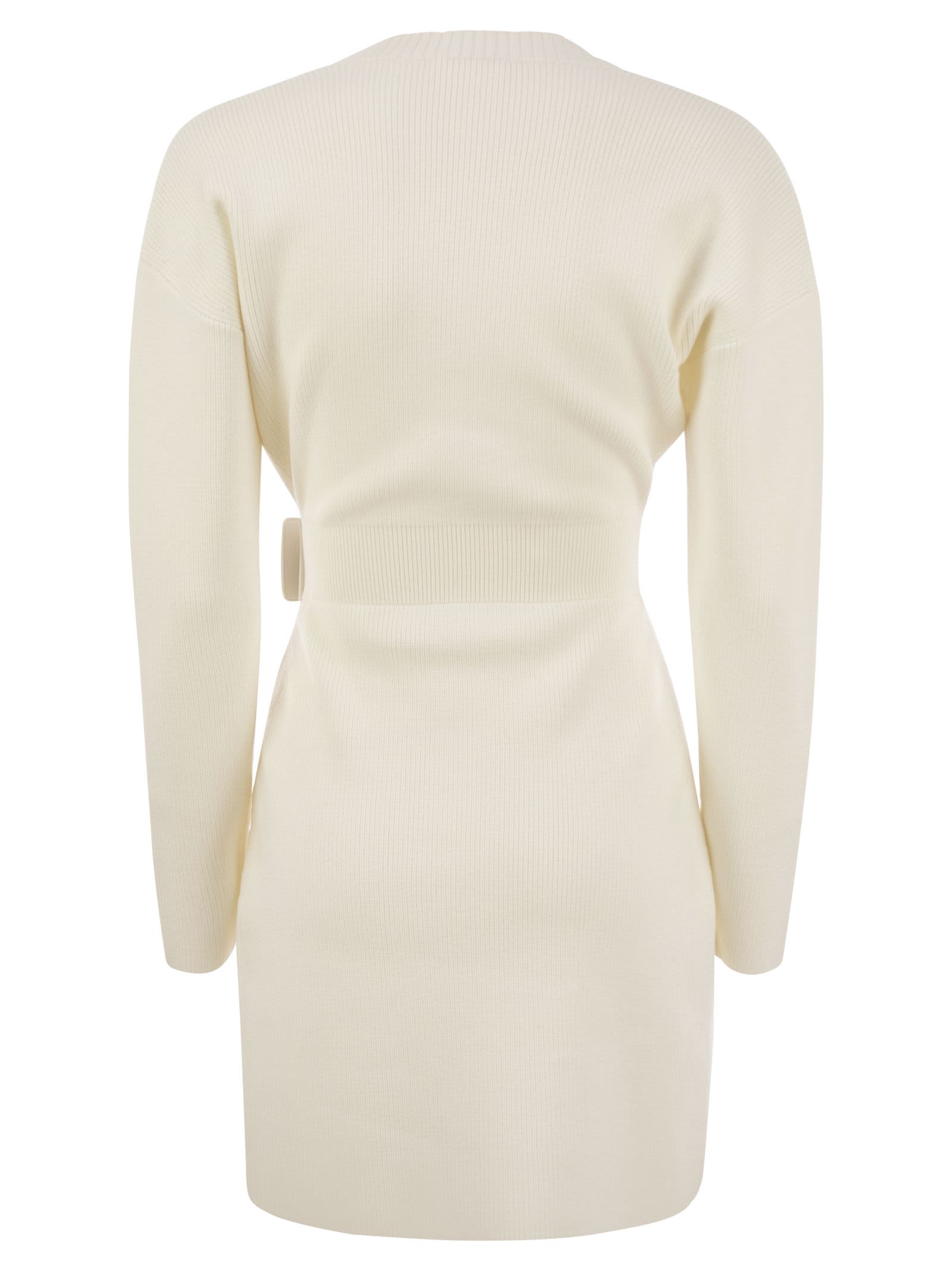 Elisabetta Franchi Women's Viscose Manteau Dress With Maxi Buckle In Ivory