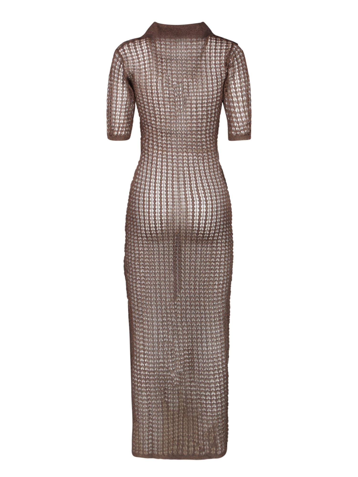 FEDERICA TOSI BRONZE METALLIC MESH LONG DRESS