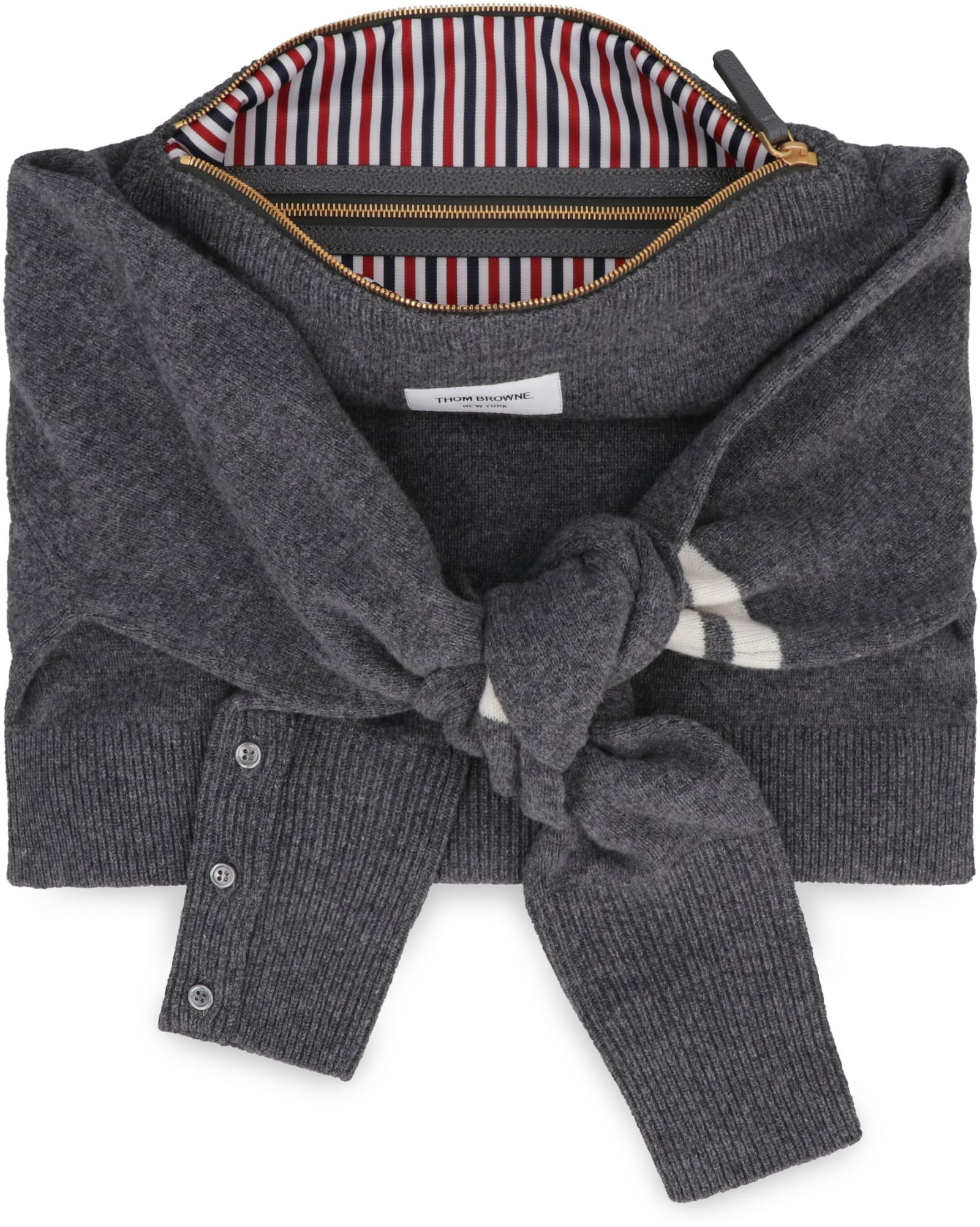 Thom Browne Knit Bag In Grey