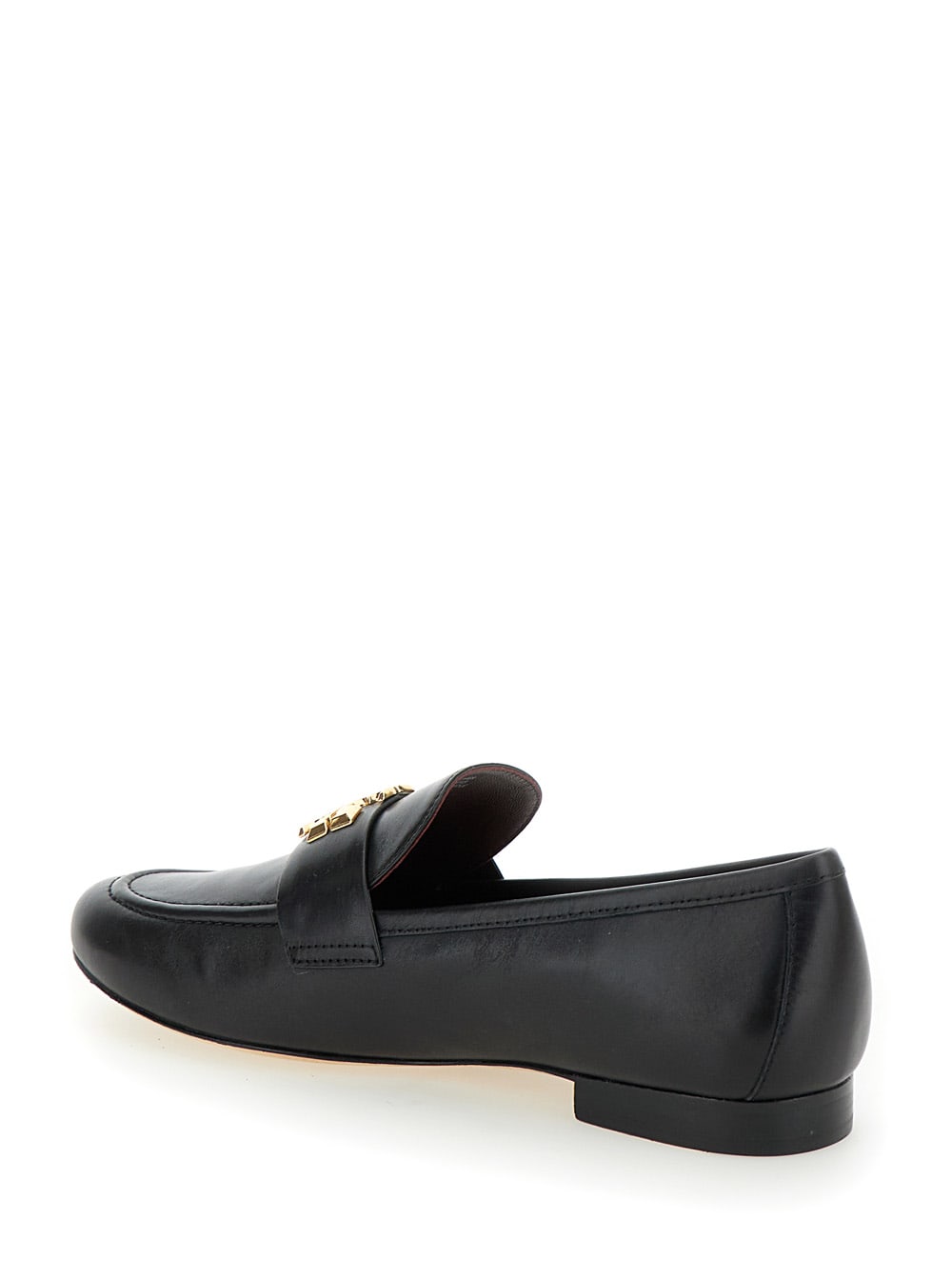 Shop Tory Burch Eleonor Black Slip-on Loafers With Double T In Leather Woman