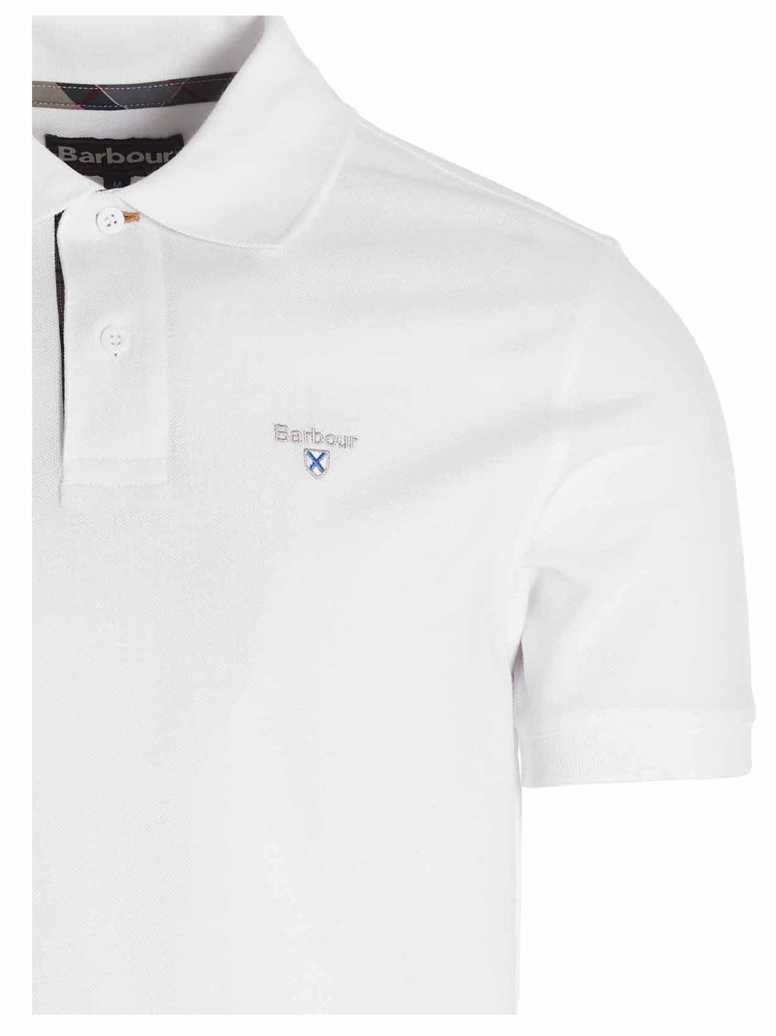 Shop Barbour Tartan Polo Shirt  In White