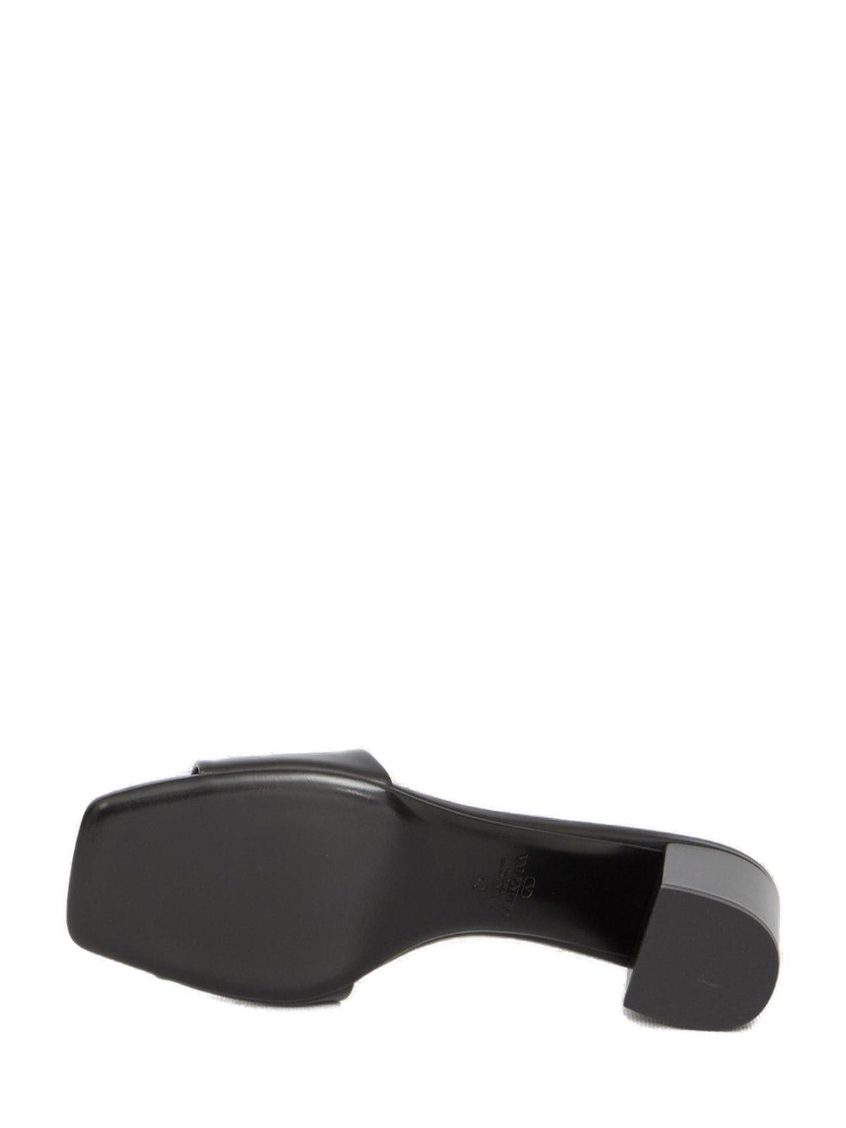 Shop Valentino Vlogo Signature Open Toe Slip-on Mules In Black