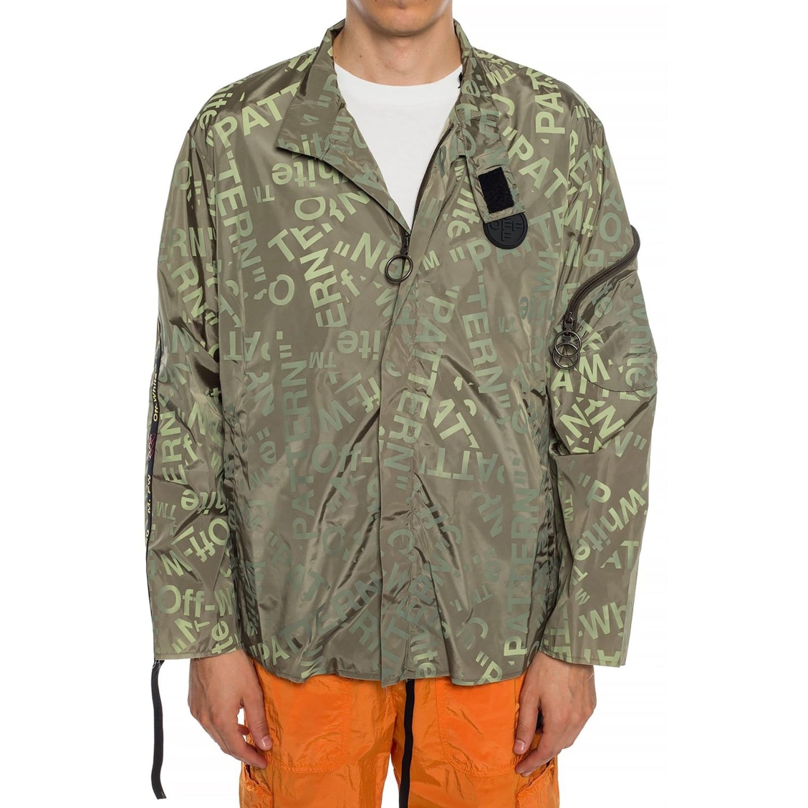 Shop Off-white Off White Raw Hem Jacket In Green