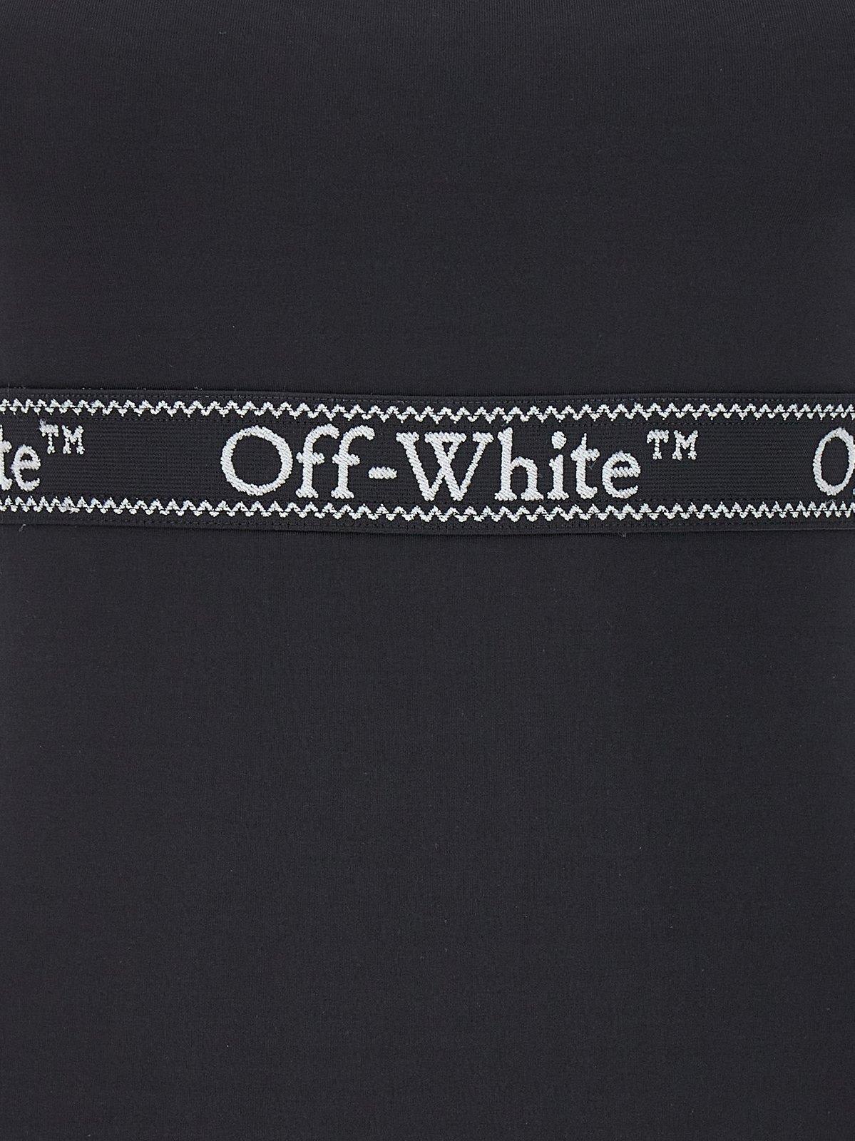 Shop Off-white Logo Band Cross-over Dress In Black White