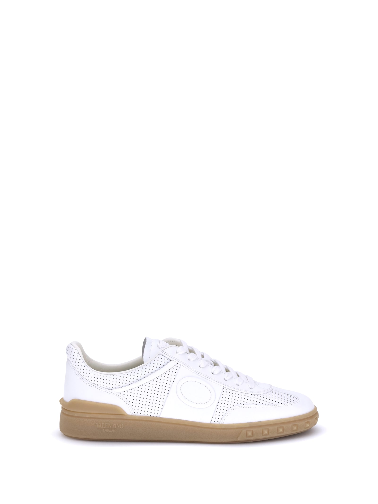 Valentino Garavani Perforated Calf Nappa Leather Sneakers In White