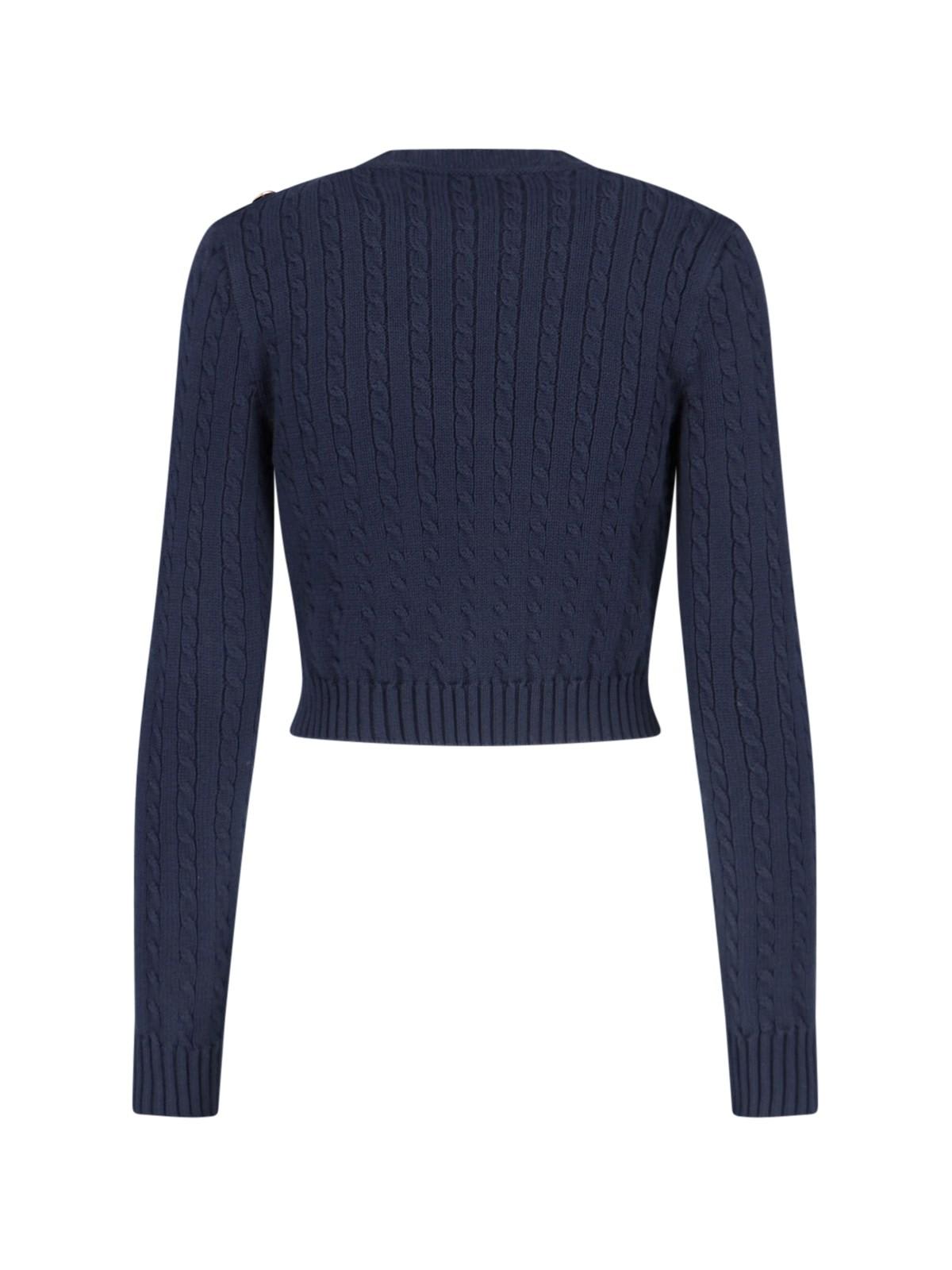 Shop Chloé Cropped Sweater With Buttons In Blue