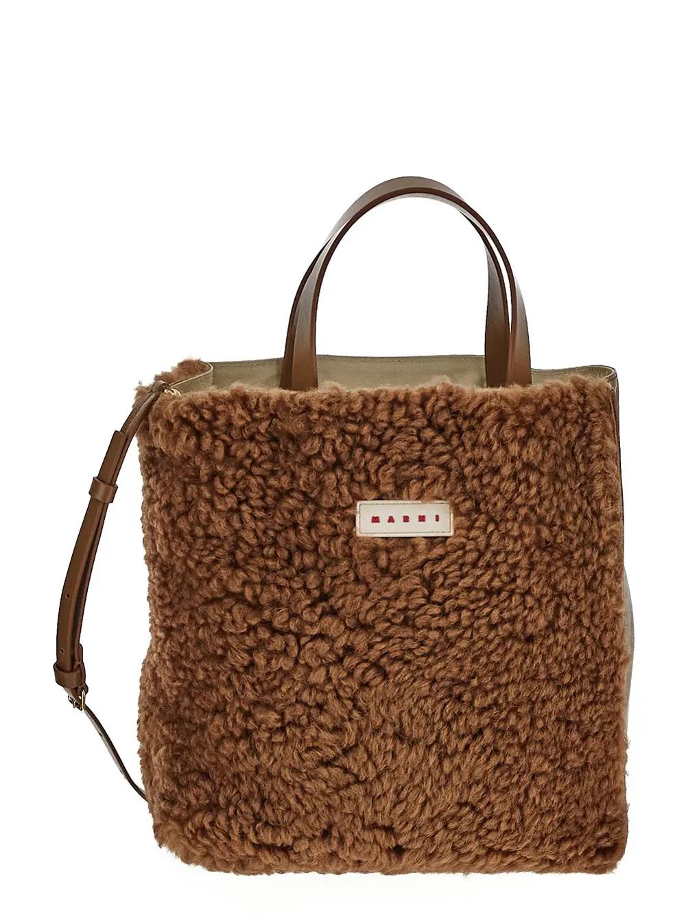 Shop Marni Fur Medium Tote Bag