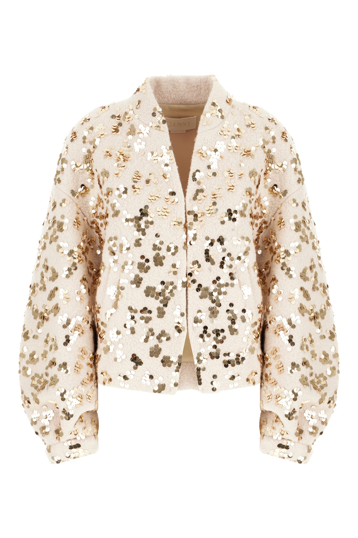 Genny Sand Polyester And Wool Blazer In Neutral
