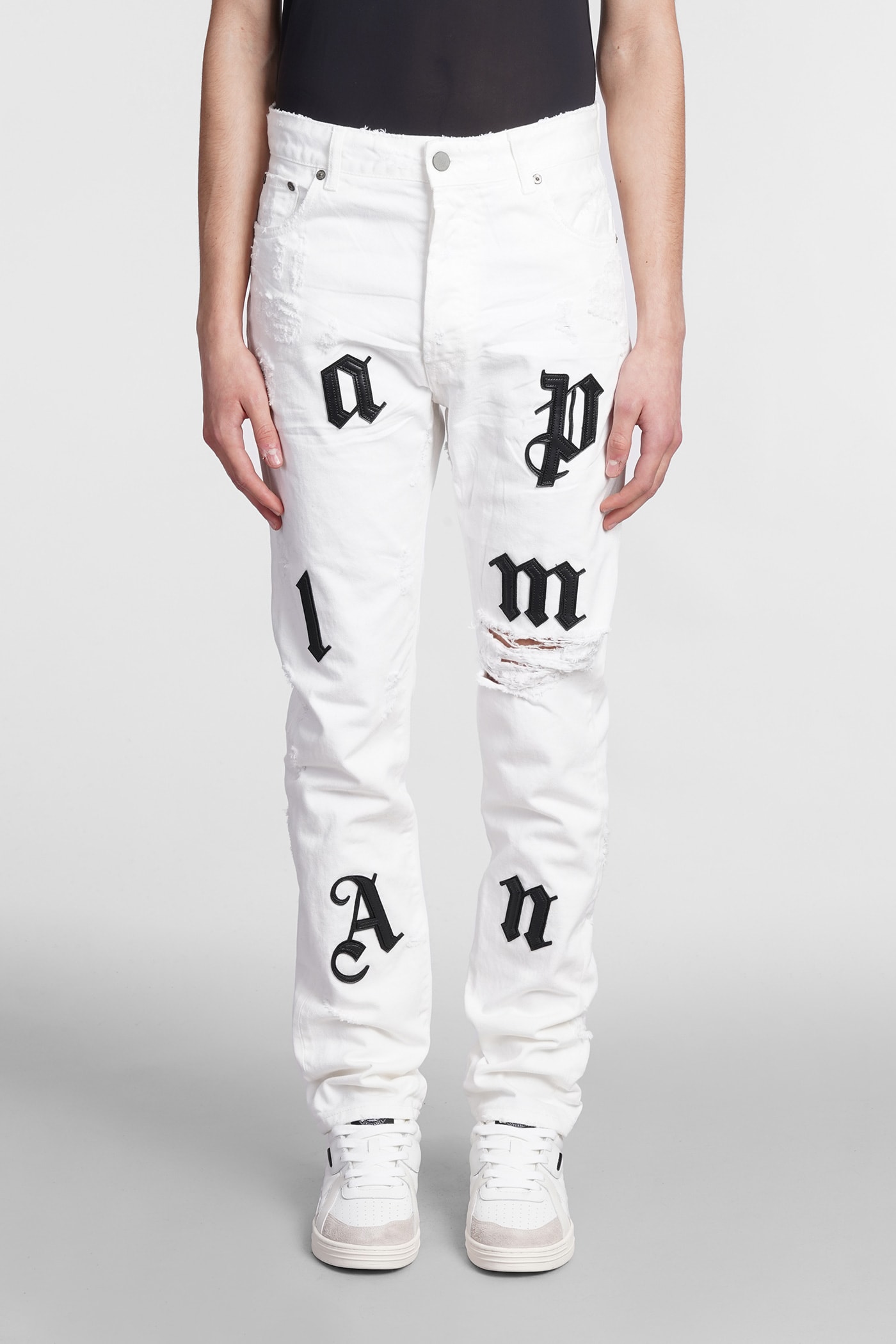 Palm Angels Jeans In White Denim