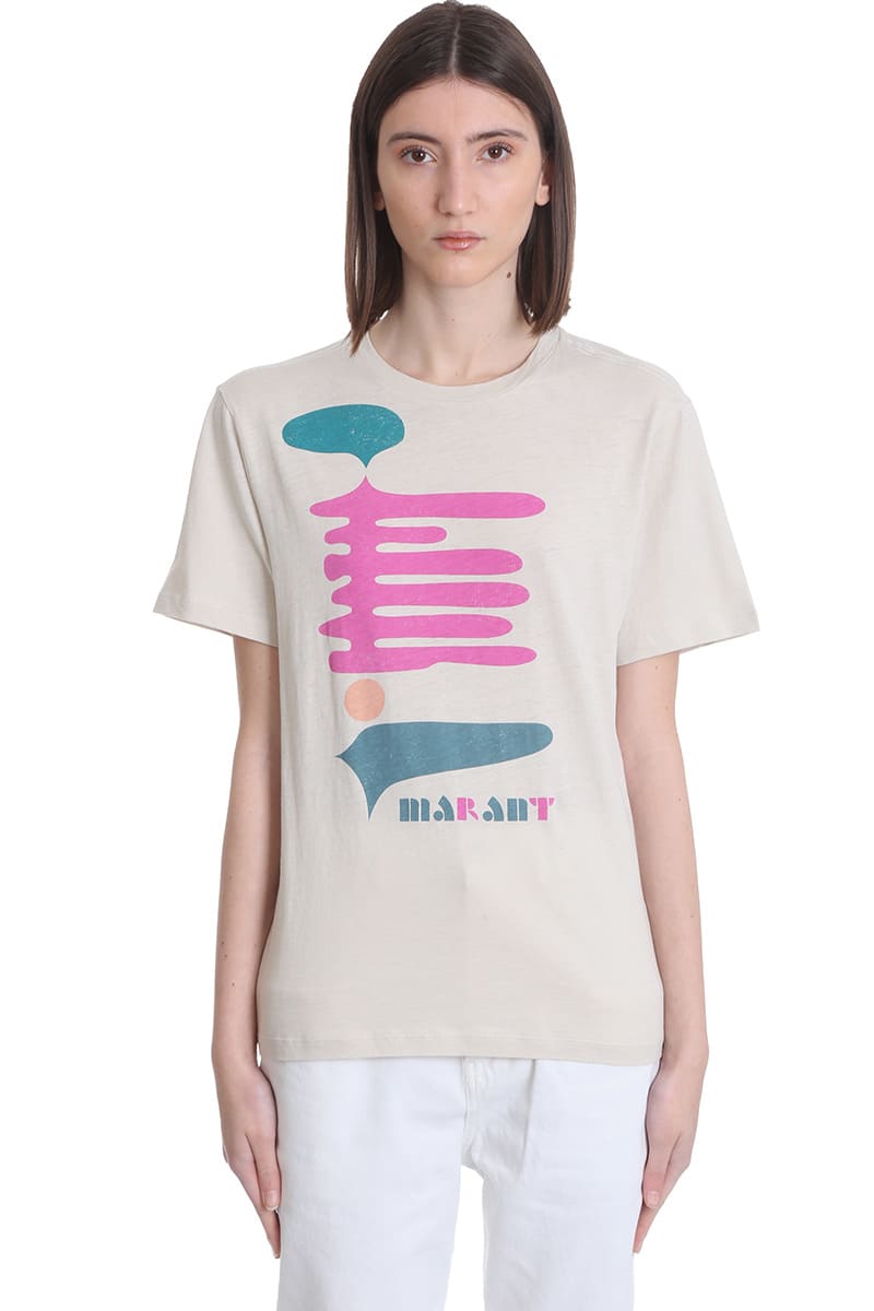 Isabel Marant Étoile Zewel T-shirt In Beige Cotton