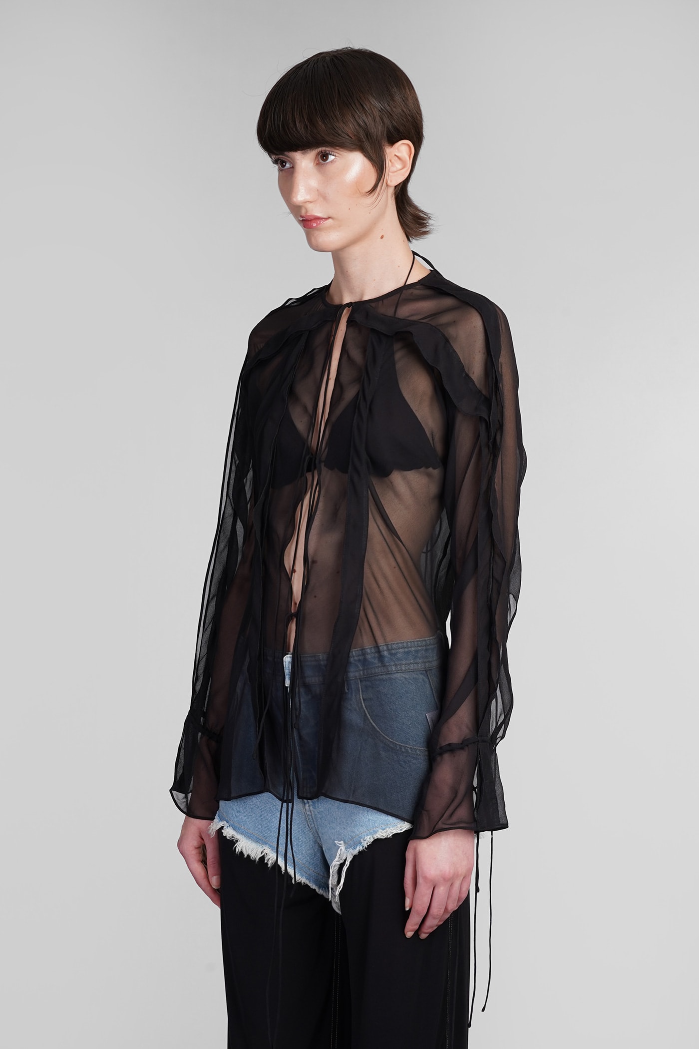 Shop Christopher Esber Shirt In Black Silk