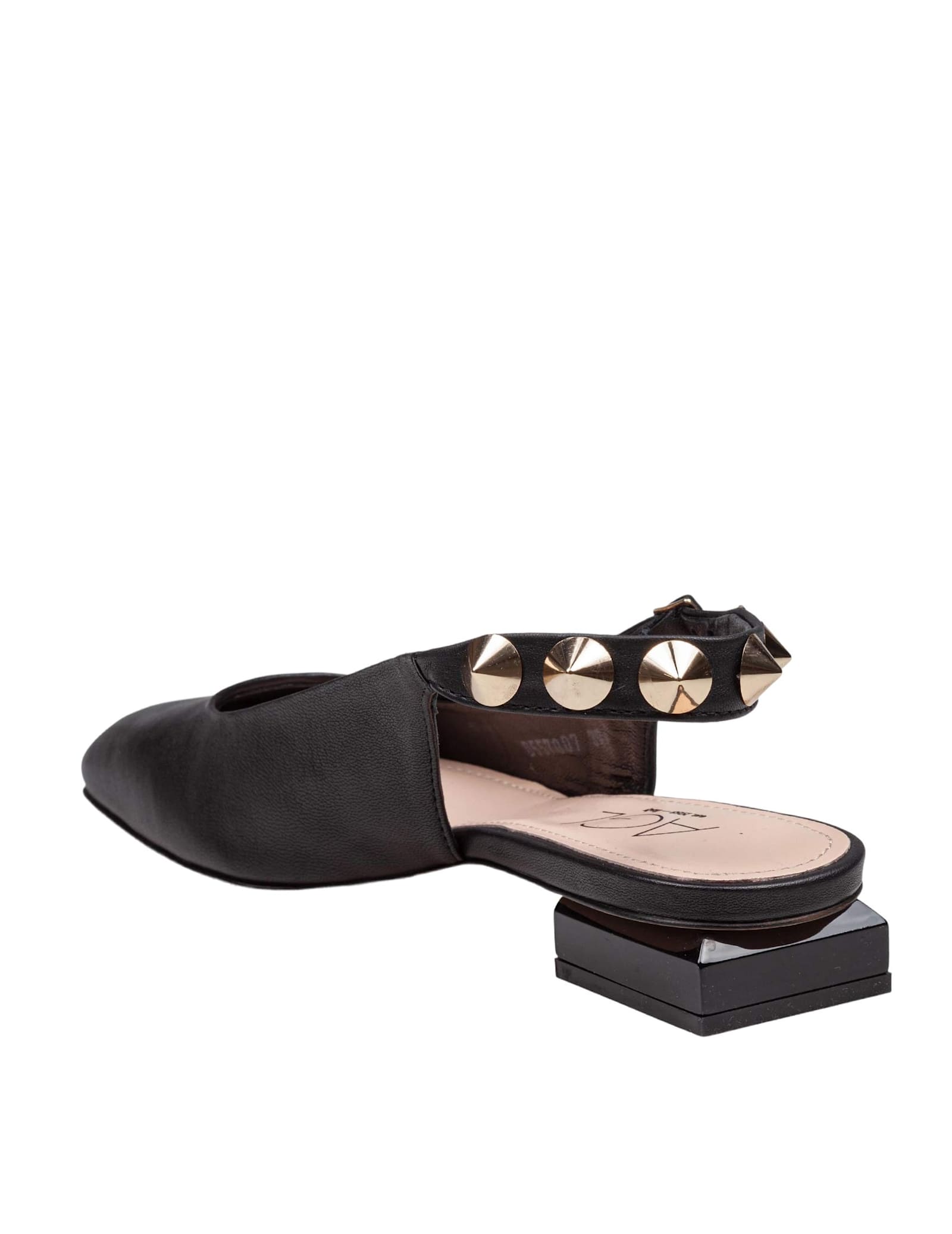 Shop Agl Attilio Giusti Leombruni Sling-back Angie L Spike In Black Leather With Studs