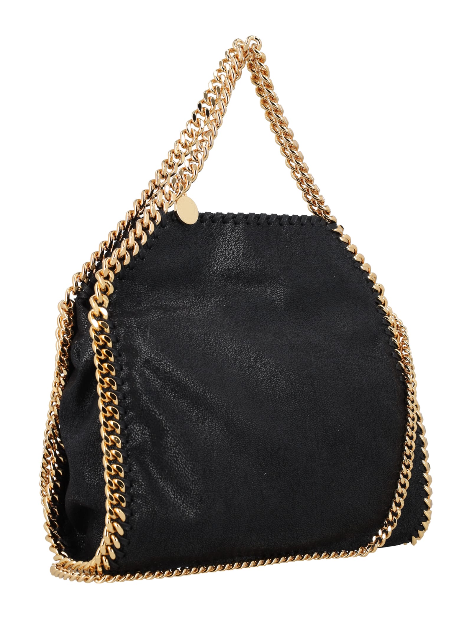 Shop Stella Mccartney Falabella Mini Tote Bag With Gold-chain In Black