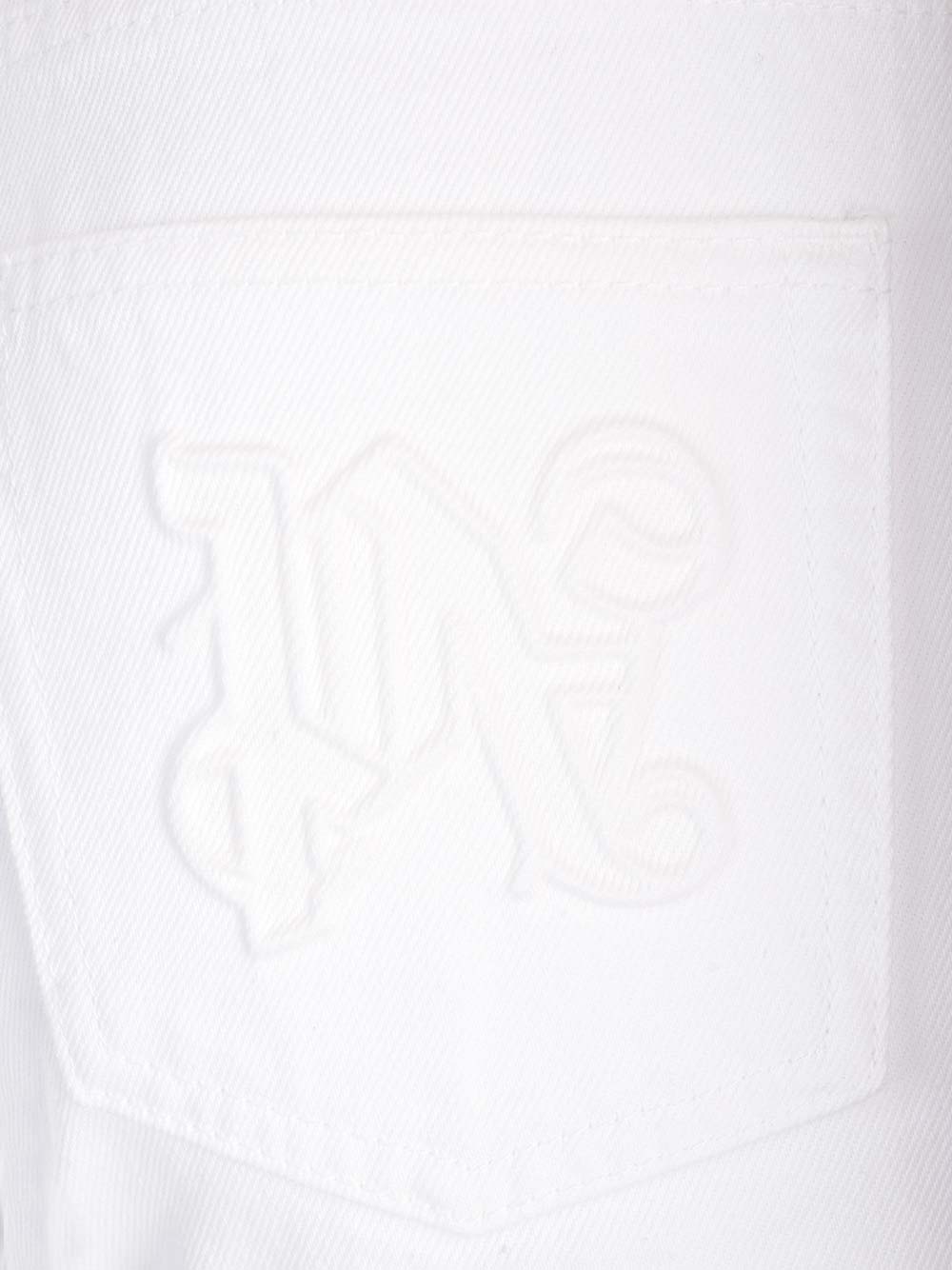 Palm Angels Women White Denim Jeans In Off White