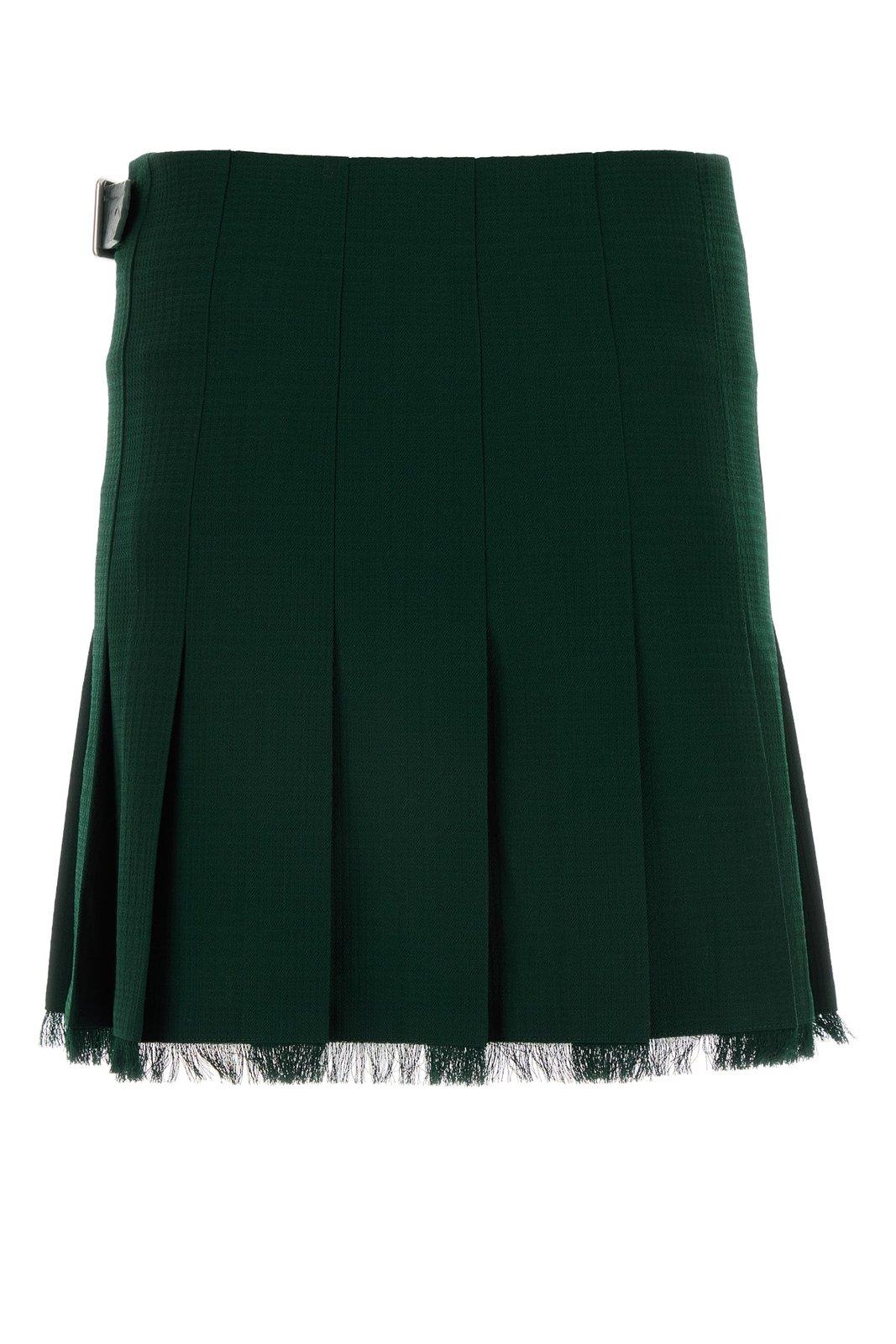 Shop Burberry Pleated Fringed-edge Mini Skirt