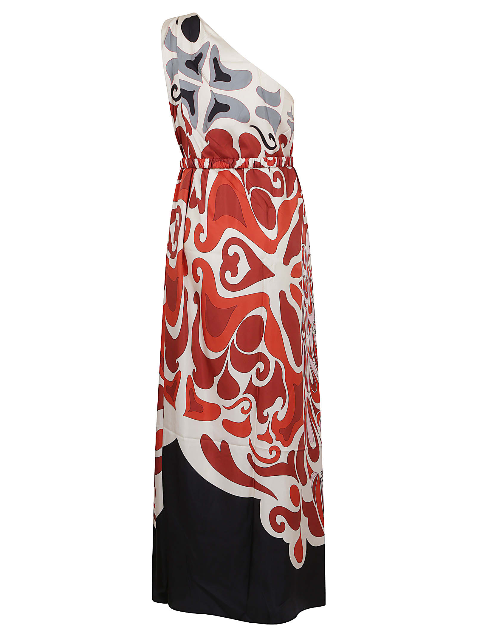 La Doublej La Double J One-shoulder Maxi Dress In Como Silk Twill In Red