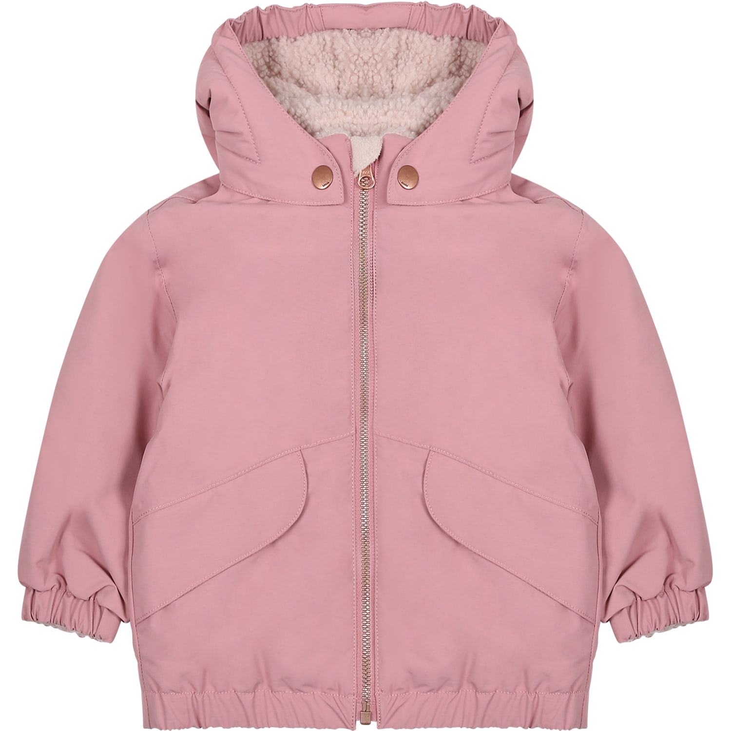 MOLO PINK JACKET FOR BABY GIRL WITH LOGO