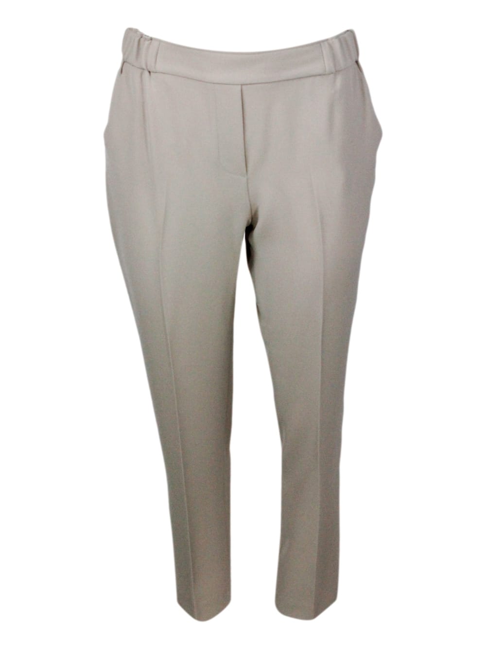 Shop Antonelli Jogging Trousers With Elastic Waist And Welt Pockets With A Cigarette Fit In Beige