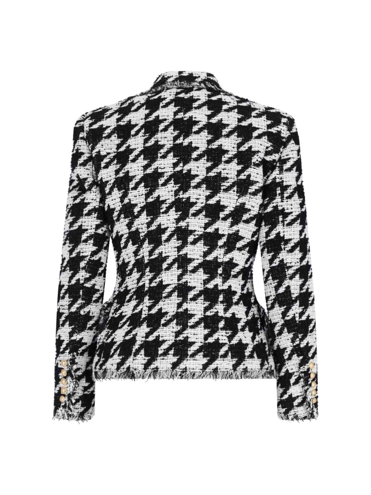 Balmain Distressed Lapel Jacket Structured Shoulders In White