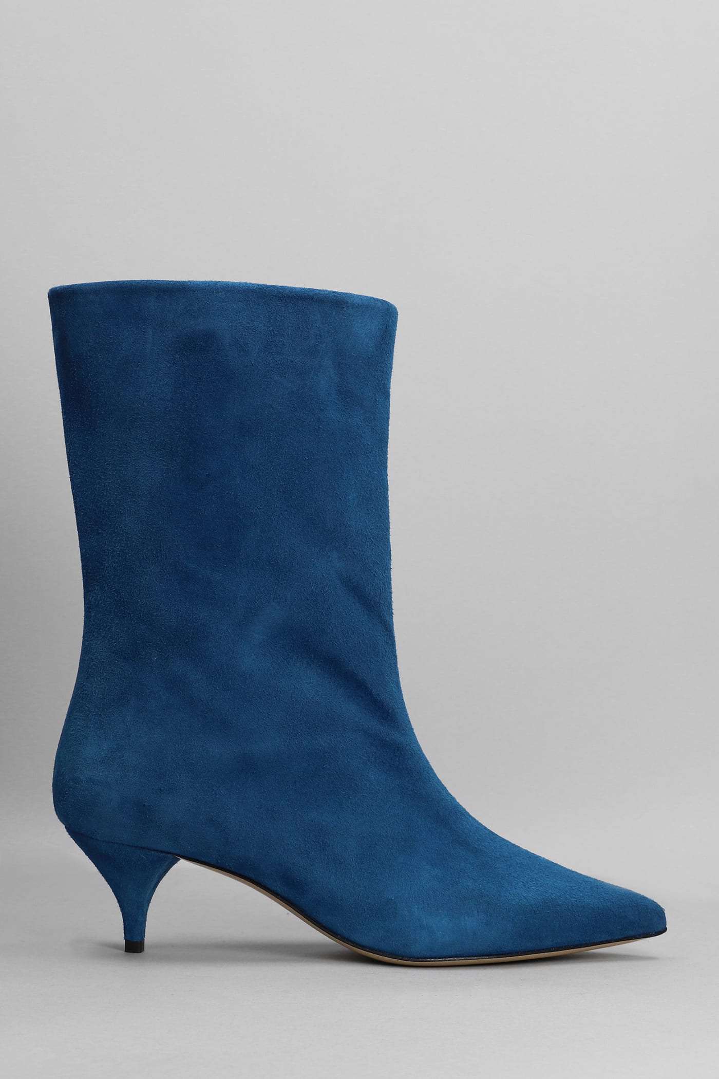 Alchimia High Heels Ankle Boots In Petroleum Suede