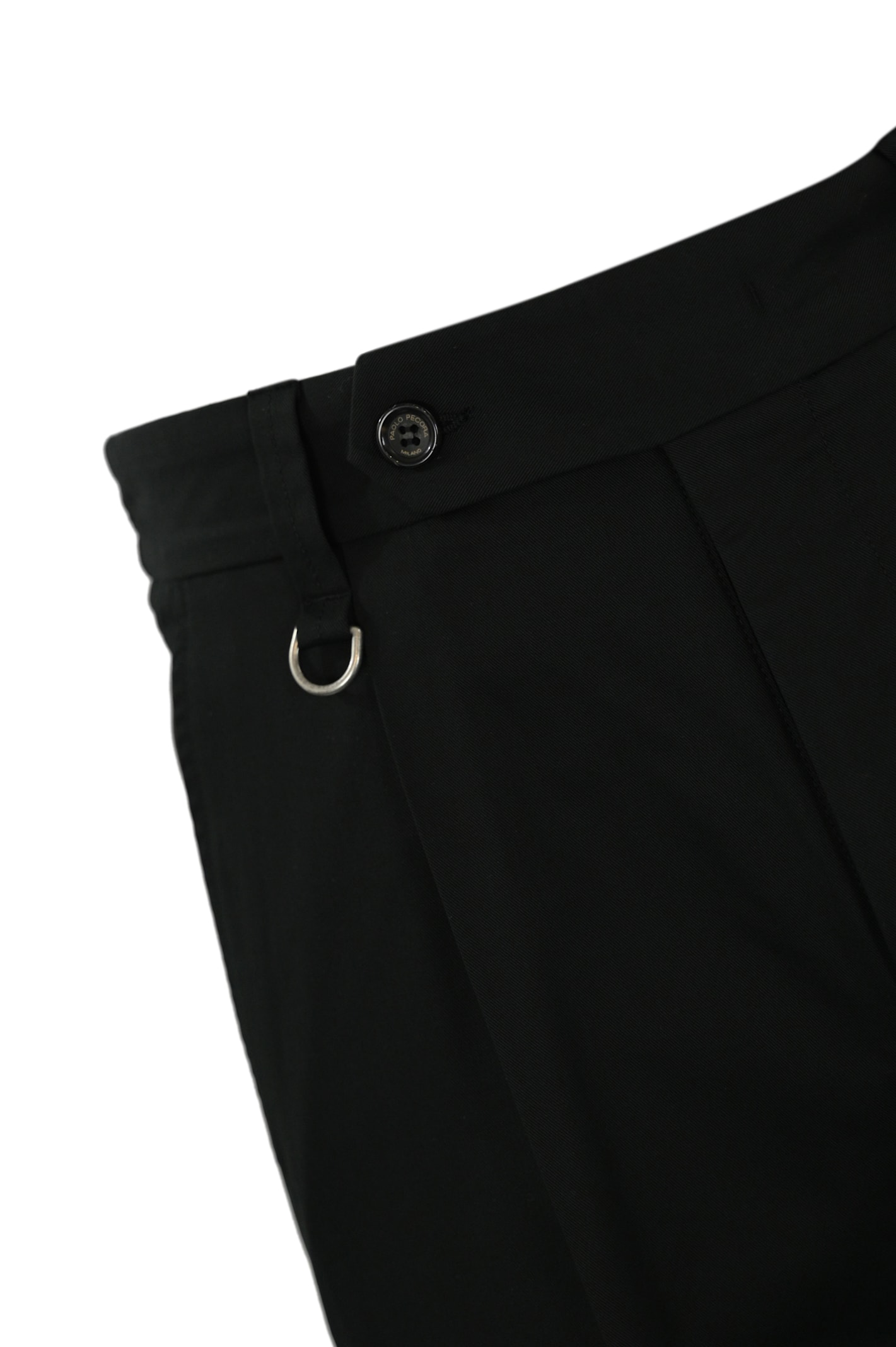 Paolo Pecora Chino Trousers With Pleats In Cotton Blend In Nero