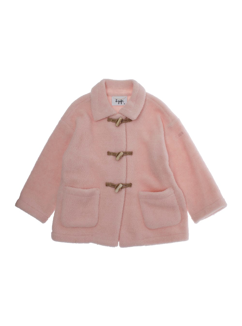 Il Gufo Pink Coat With Classic Collar And Logo Lettering Embroidery On The Sleeve In Tech Fabric Girl In Pink
