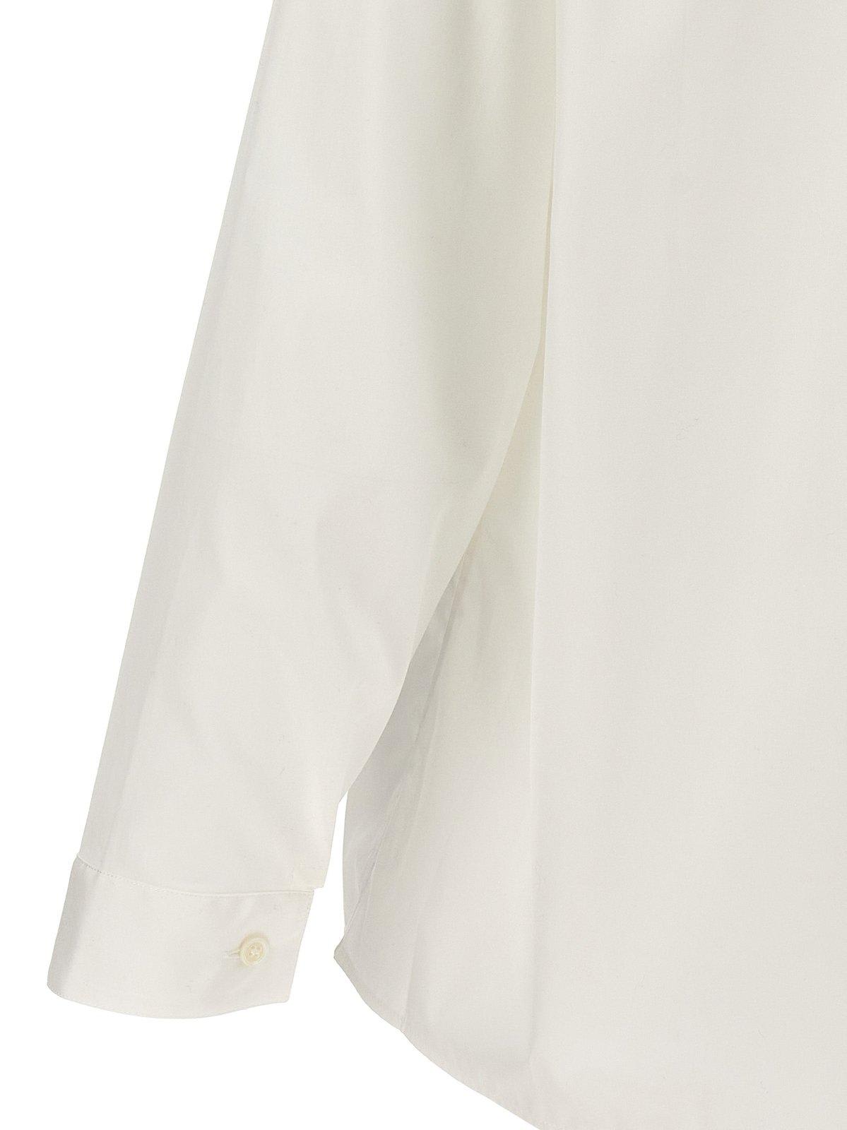 Shop Marni Logo Printed Long-sleeved Shirt In Bianco