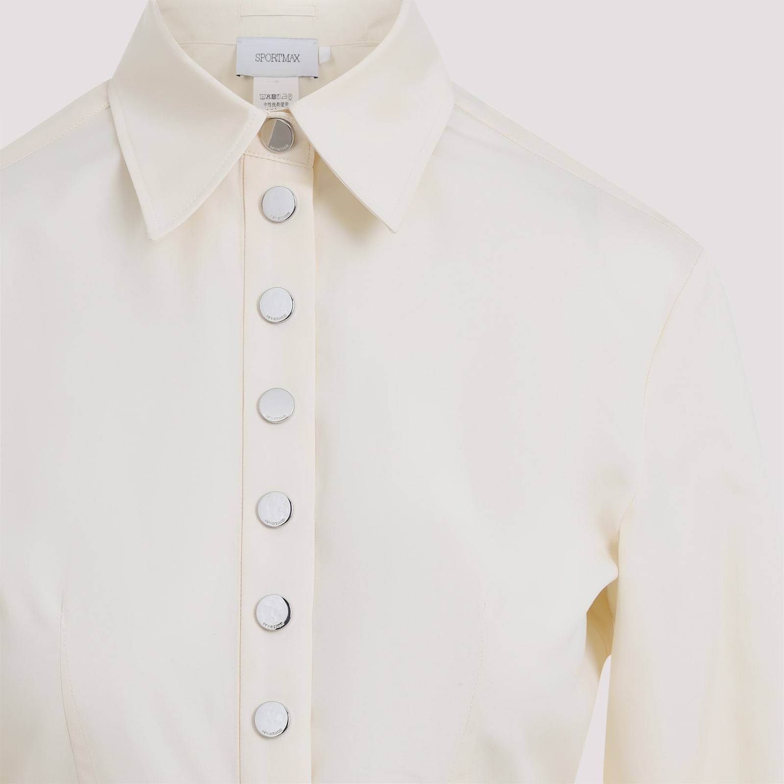 Sportmax Tailored Cotton Shirt With Classic Collar In Gray