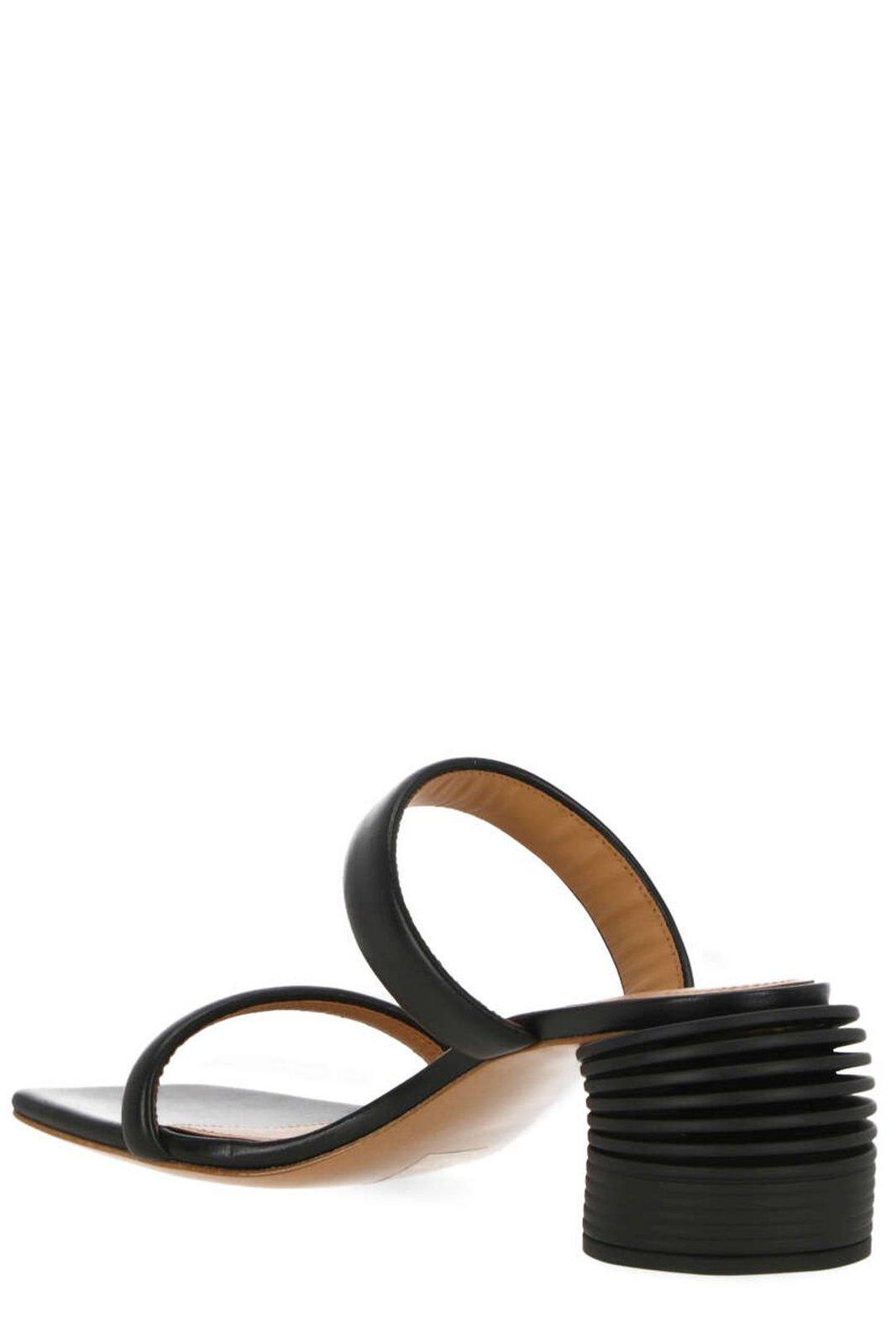 Shop Off-white Square-toe Heeled Sandals In Black