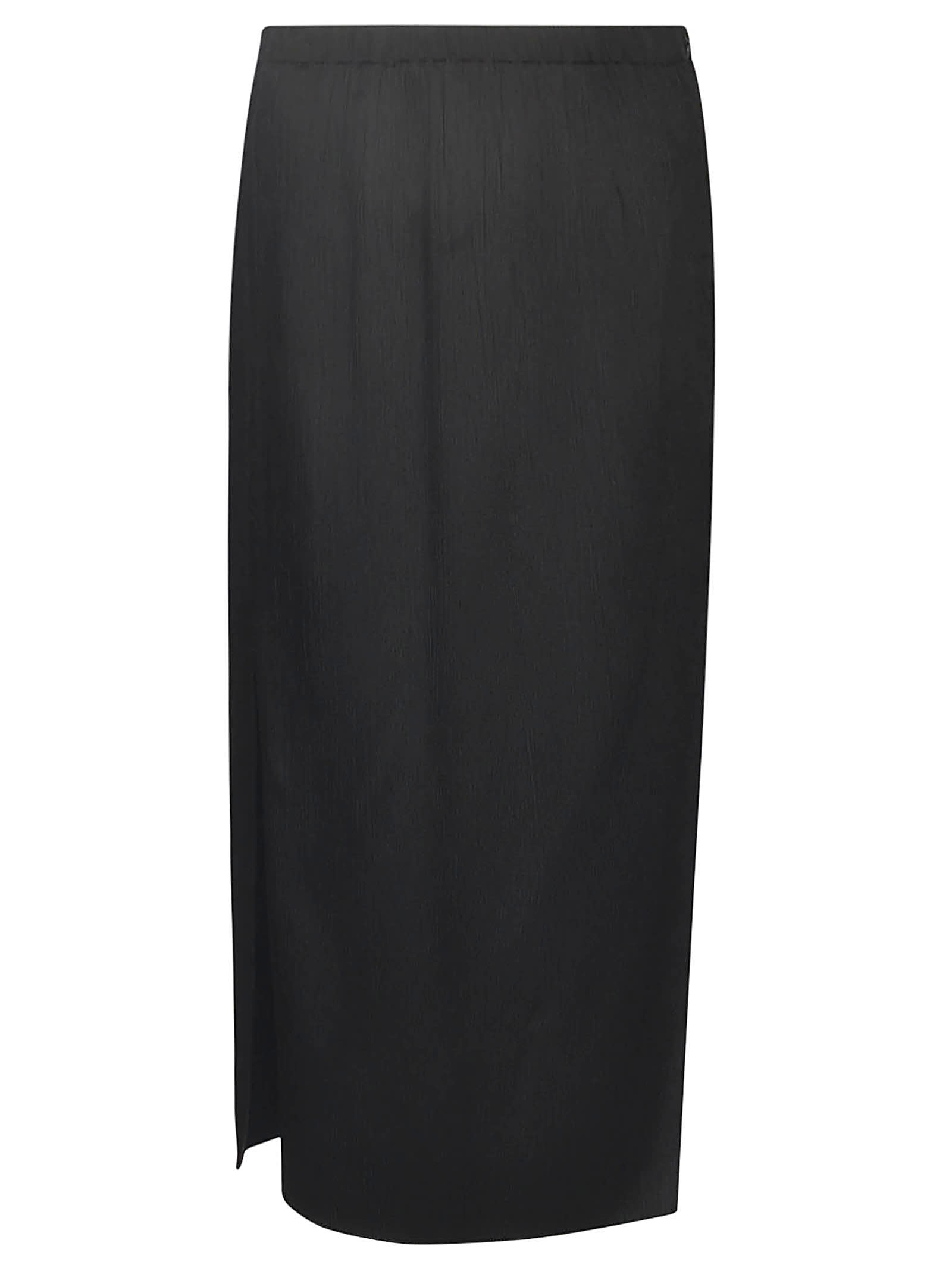Shop Forte Forte Side Slit Elastic Waist Skirt In Black