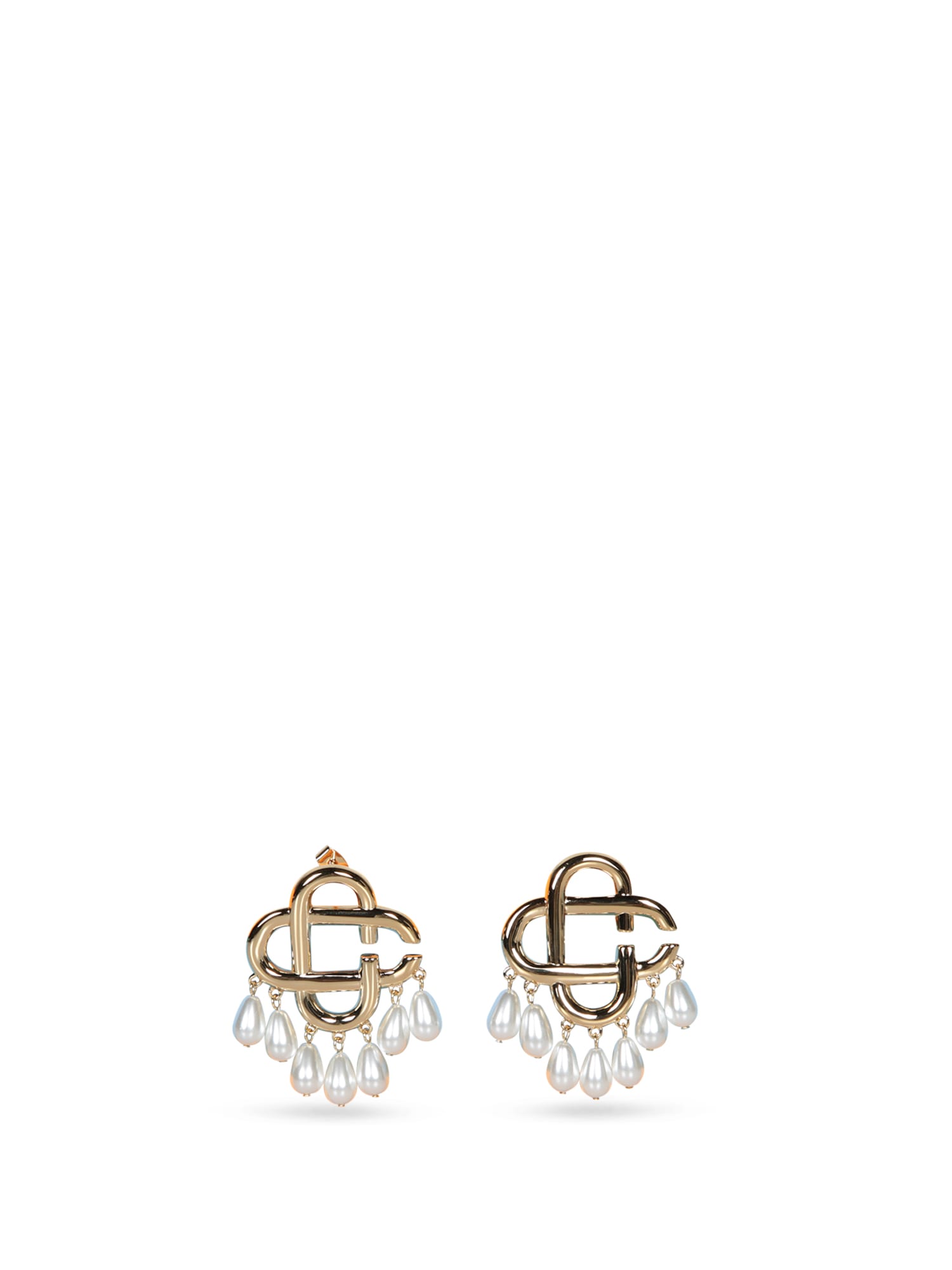 Pearl And Gold Logo Earrings
