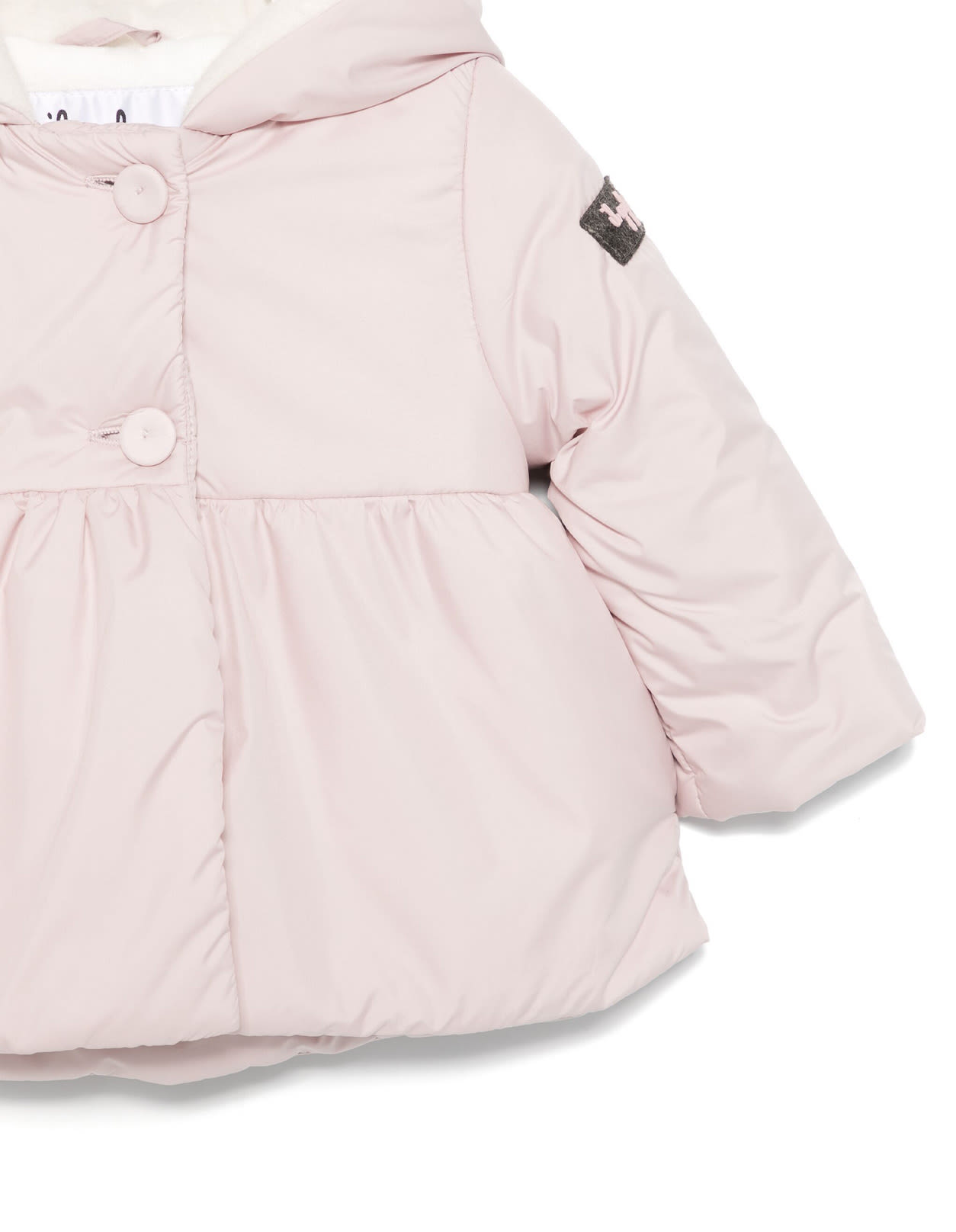 Shop Il Gufo Light Pink Flared Jacket With Hood