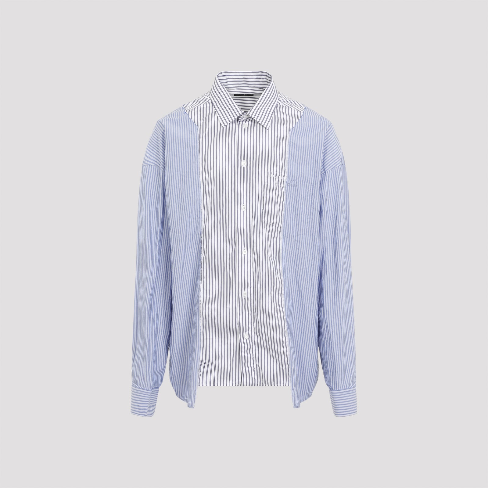 Shop Balenciaga Patched Shirt In White Navy